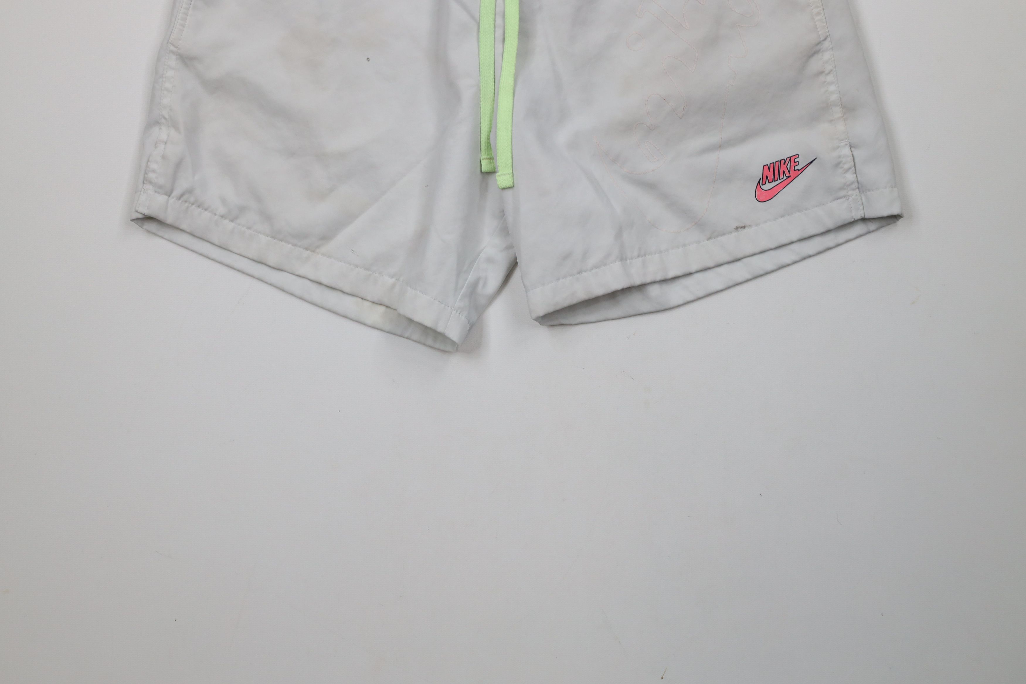 Nike × Vintage Nike Spell Out Big Logo Lined Woven Festival Shorts Gray Size US 32 / EU 48 - 4 Thumbnail