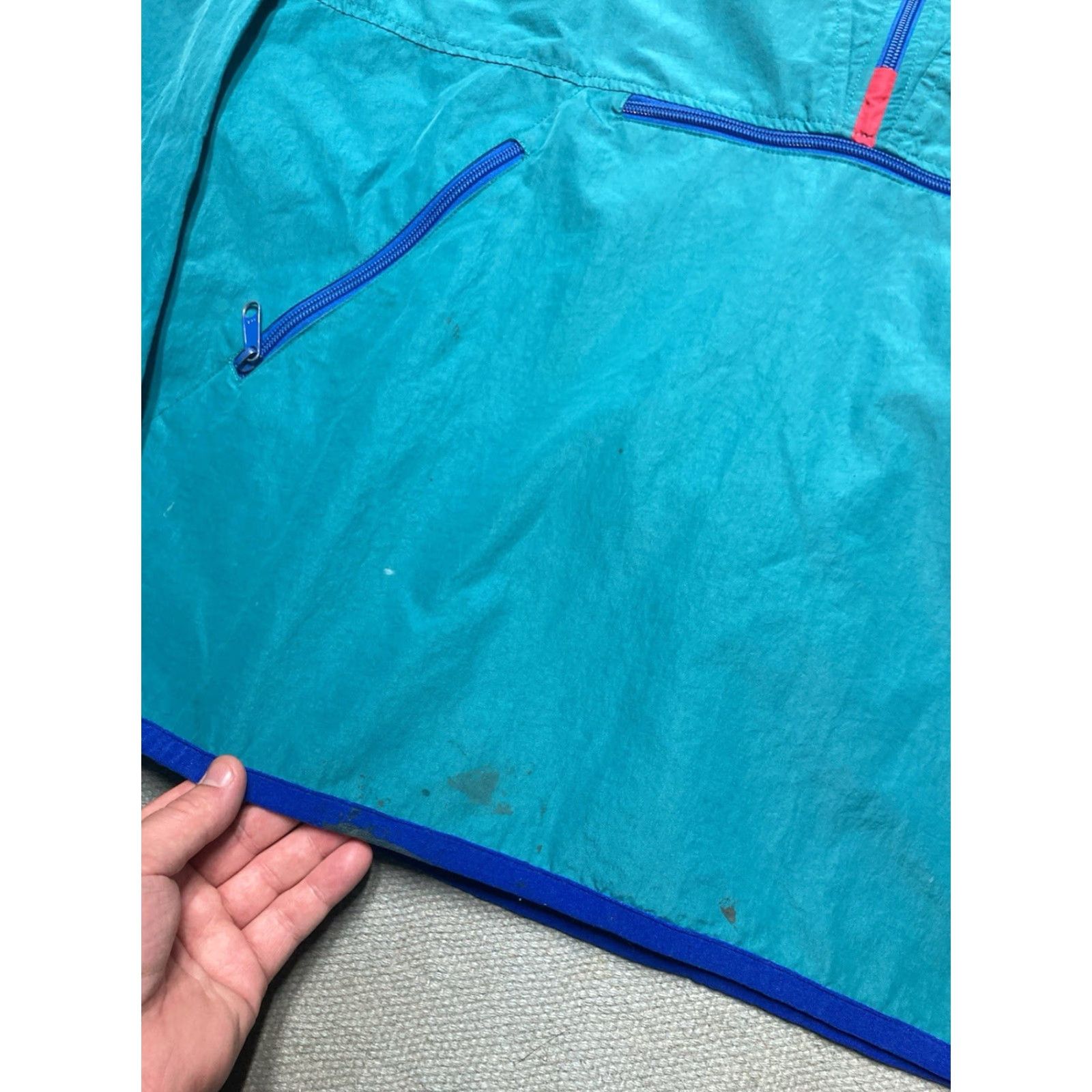 Altea VINTAGE 80s Anorak Windbreaker Jacket Pullover Half Zip Teal Blue Adult XL Jacket Mens Windbreaker 80s Size US XL / EU 56 / 4 - 3 Thumbnail