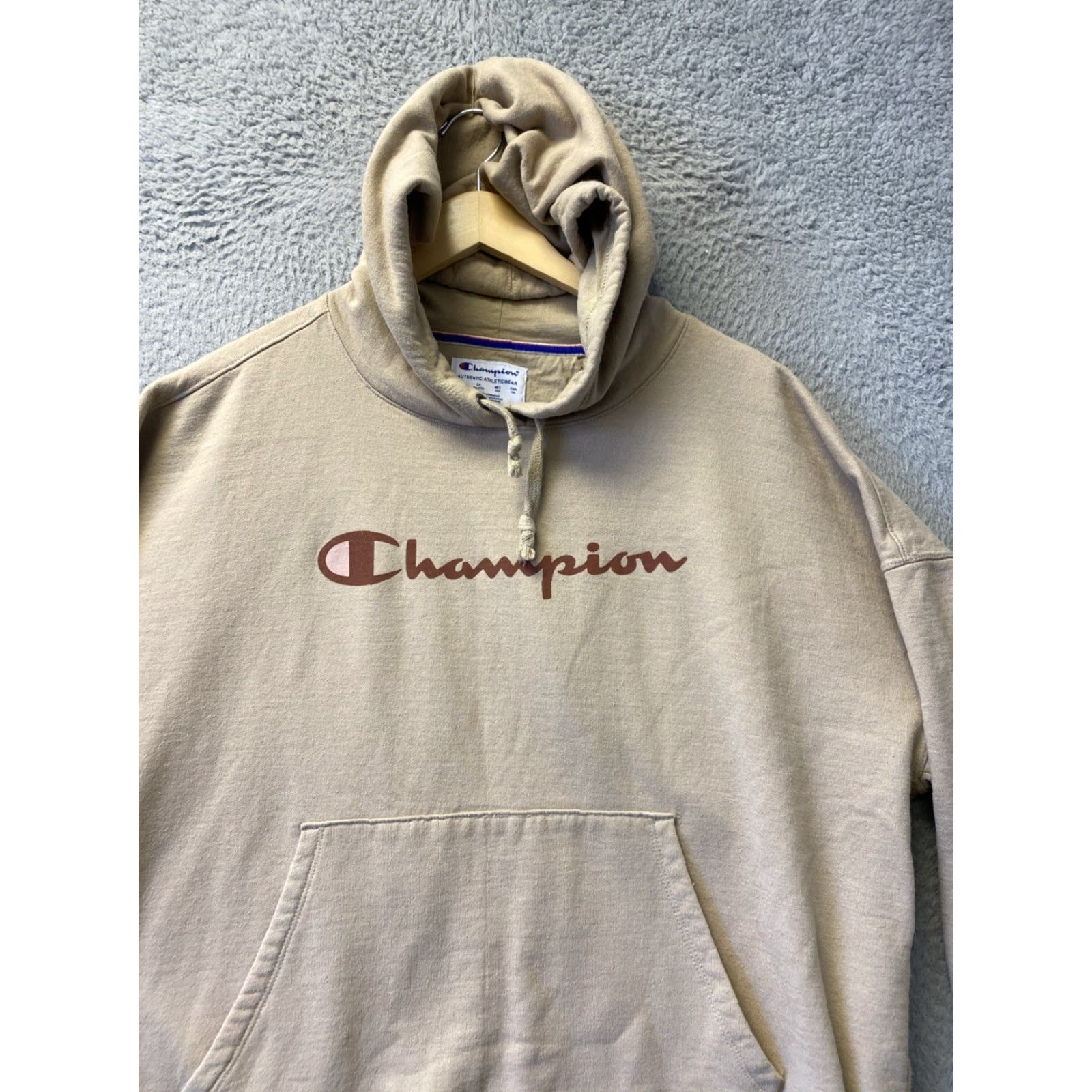 Champion VINTAGE Champion Hoodie Shirt Unisex Adults 2XL Tan Logo Solid All Seasons 90s Working Sportswear Plush Knit Crew Neck Full Zip Size US XXL / EU 58 / 5 - 2 Thumbnail