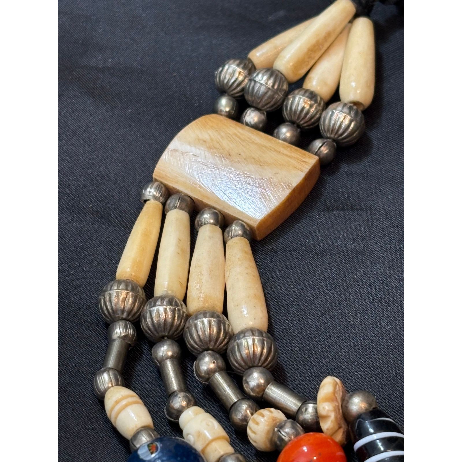 Other Multi-Strand Tribal Trade Bead Necklace Bone & Glass Beads Size ONE SIZE - 14 Thumbnail