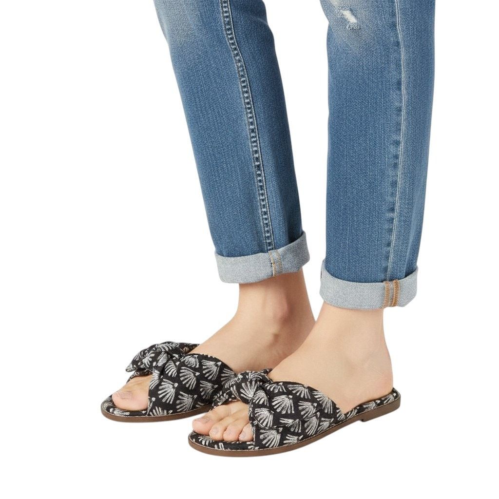 J.Crew J.Crew Black Ivory Printed Knot Slide Sandals, US7 Size US 7 / IT 37 - 1 Thumbnail