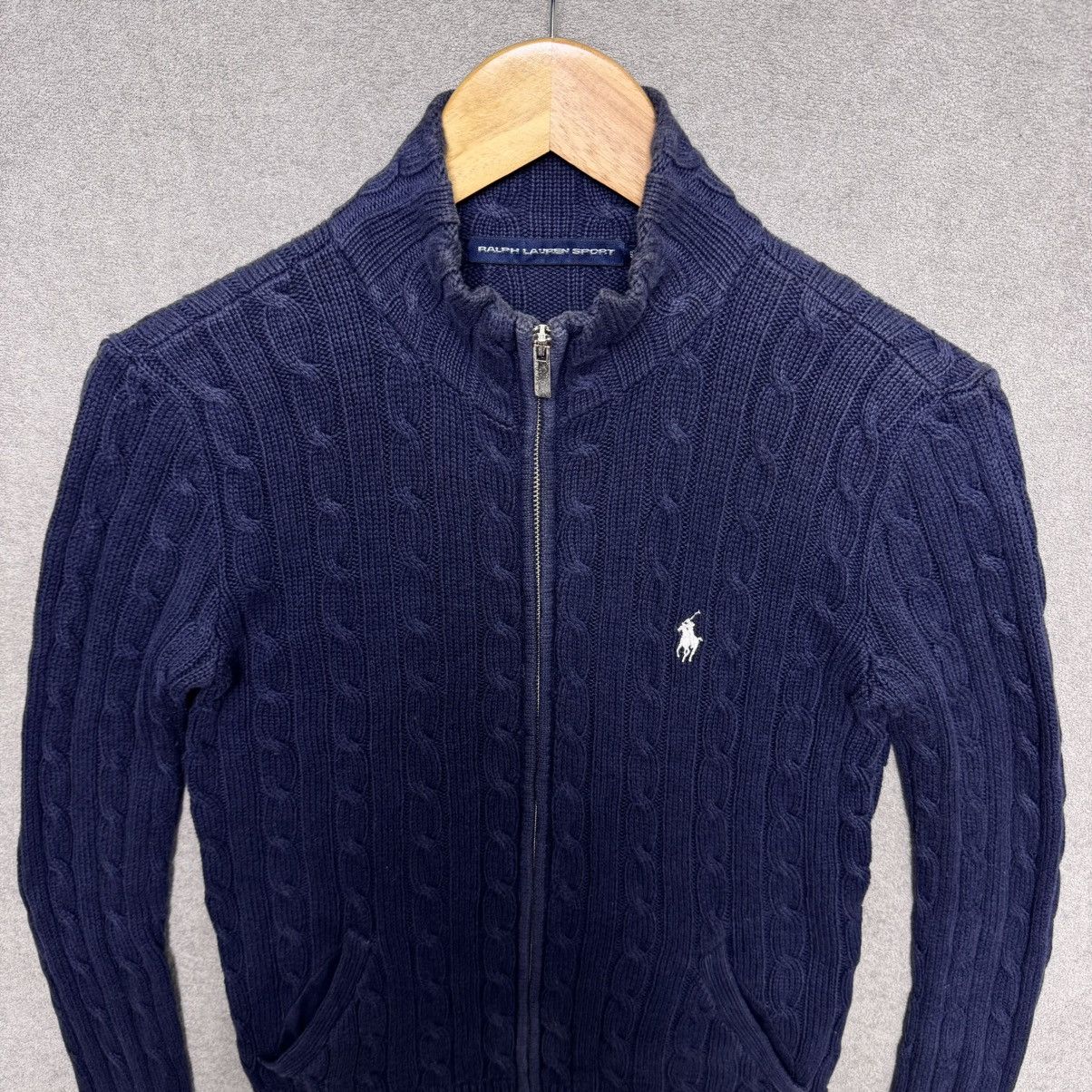 Polo Ralph Lauren × RRL Ralph Lauren × Ralph Lauren Vintage 90s Cable Knit Polo Ralph Lauren Zip Up Sweater Size S / US 4 / IT 40 - 2 Thumbnail