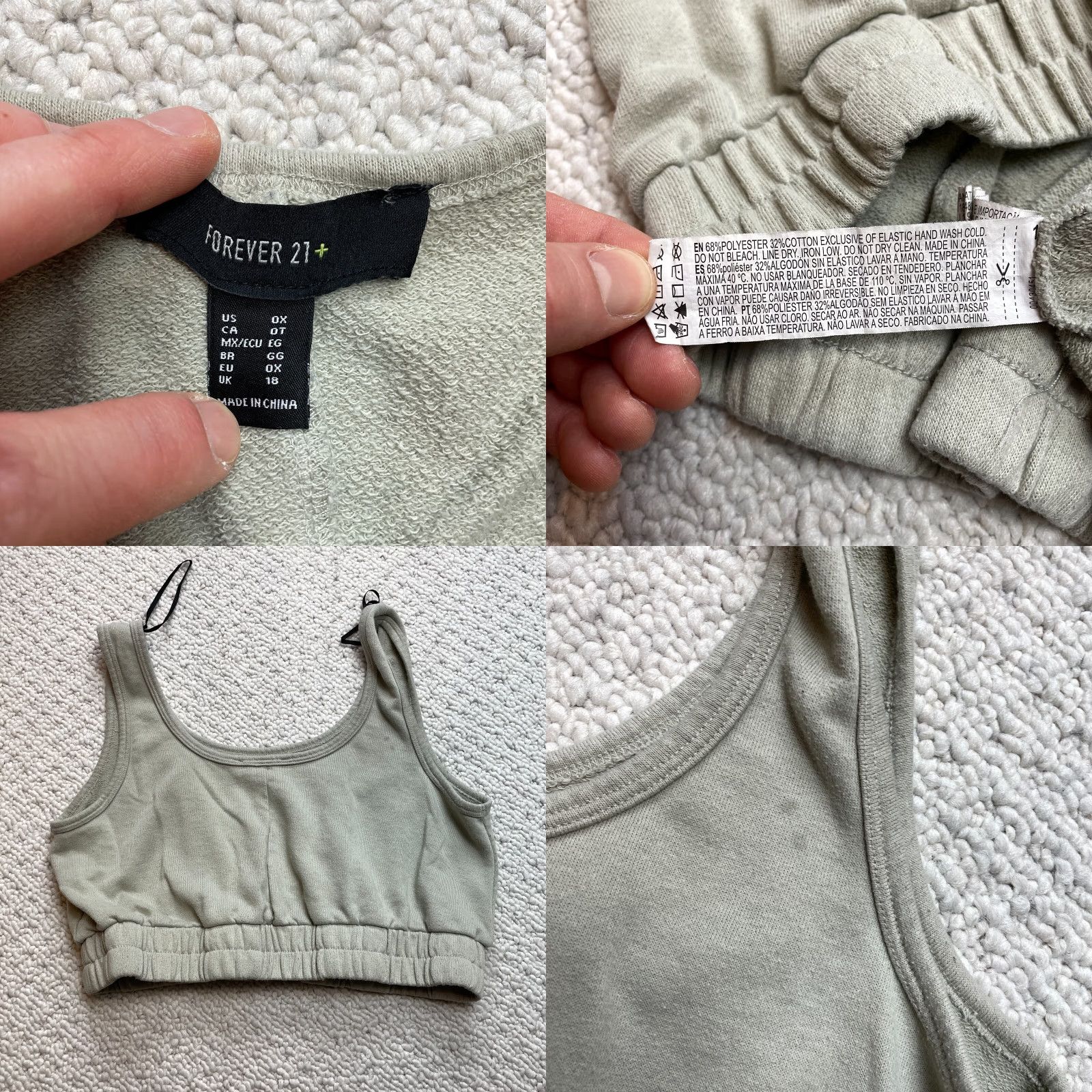 Forever 21 Forever 21 Plus Cropped Tank Top Shirt Womens 0X Light Green Sage Stretch Solid Size XL / US 12-14 / IT 48-50 - 8 Thumbnail
