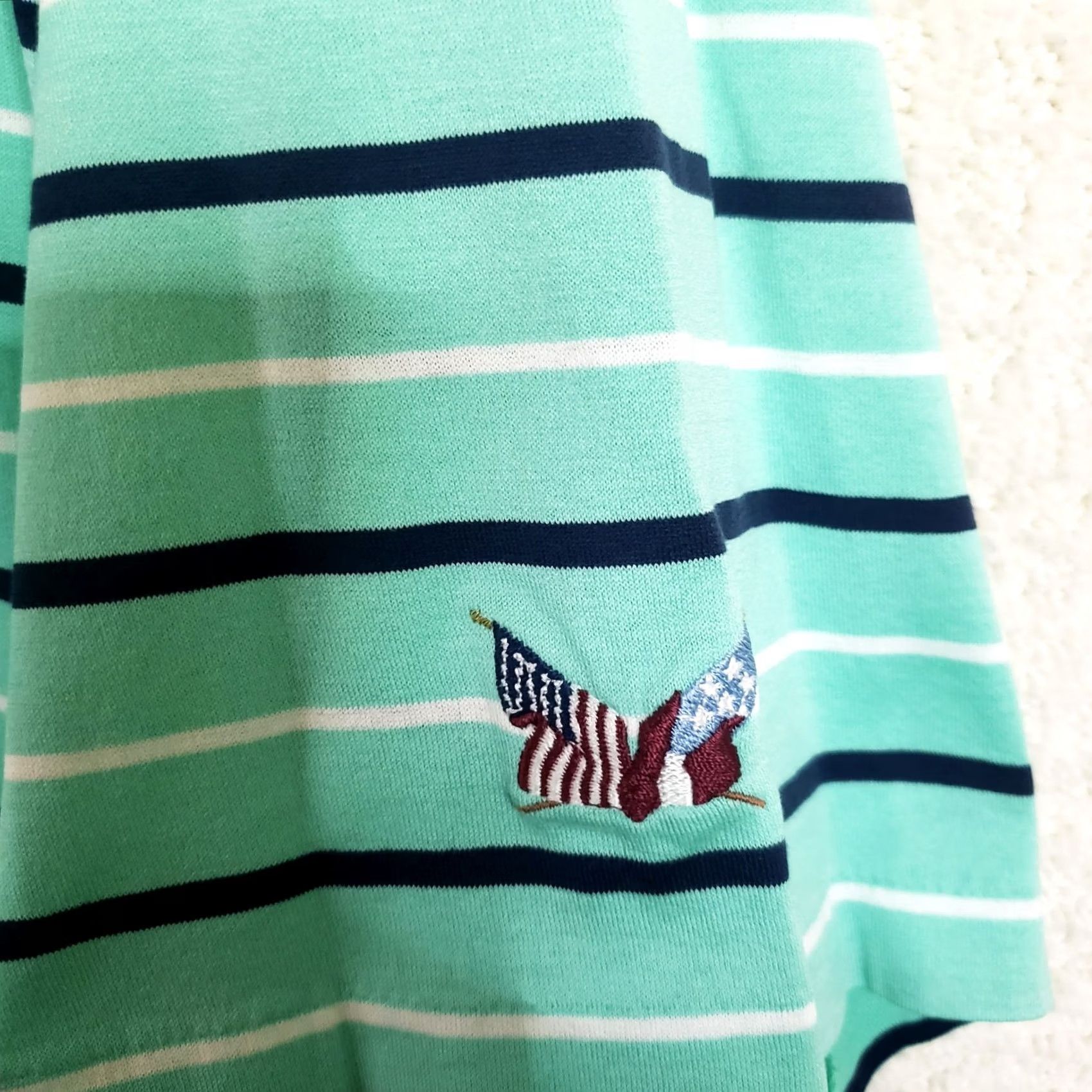 Vintage Polo Golf Shirt Mens L Teal Green Striped Polo Shirt SS Polo Shirt Embroidered Logo Golf Size US L / EU 52-54 / 3 - 6 Thumbnail