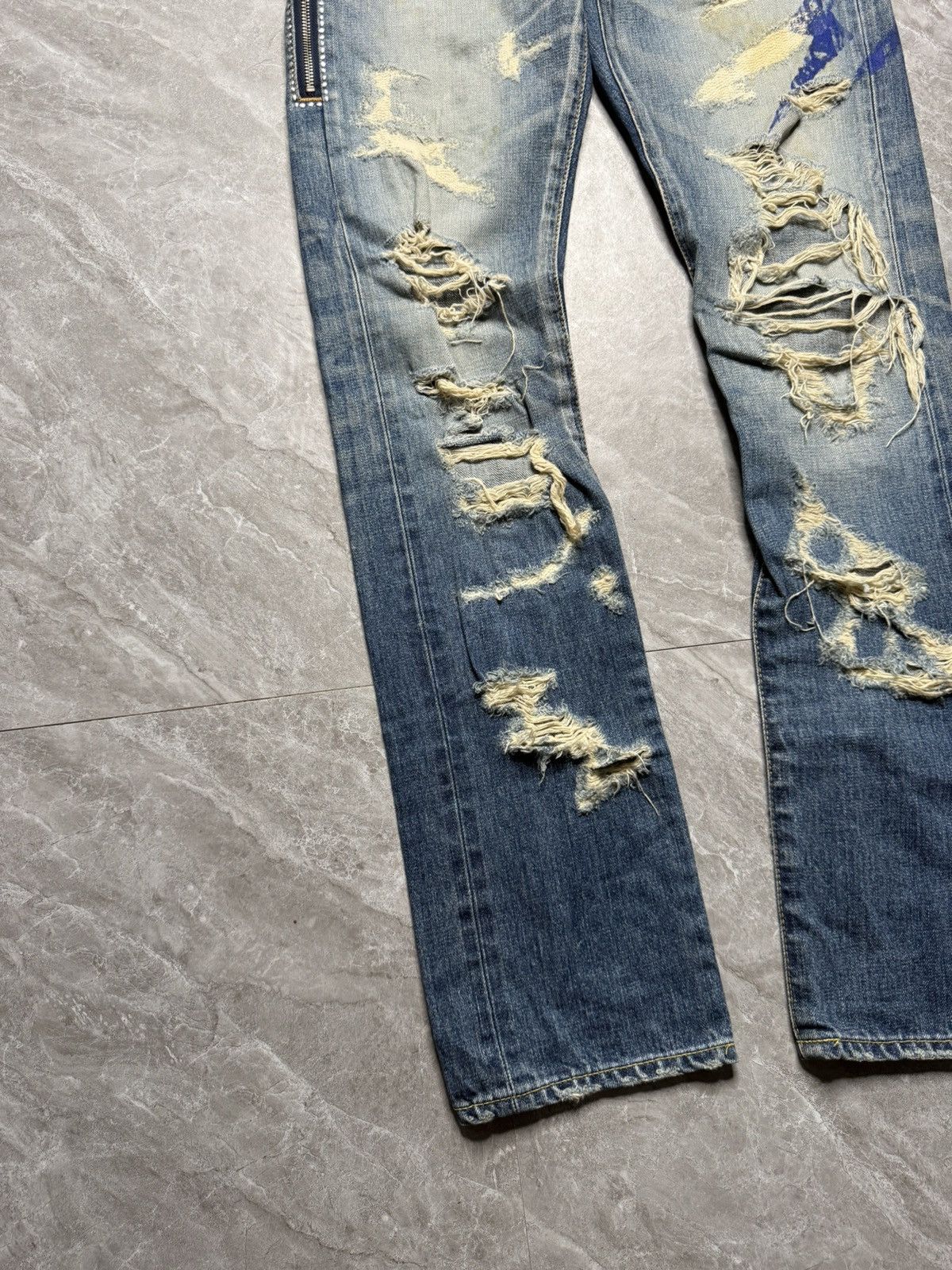 Fragment Design × Vanquish S/S 11 Distressed Jeans With Fragment Logo Size US 30 / EU 46 - 5 Thumbnail