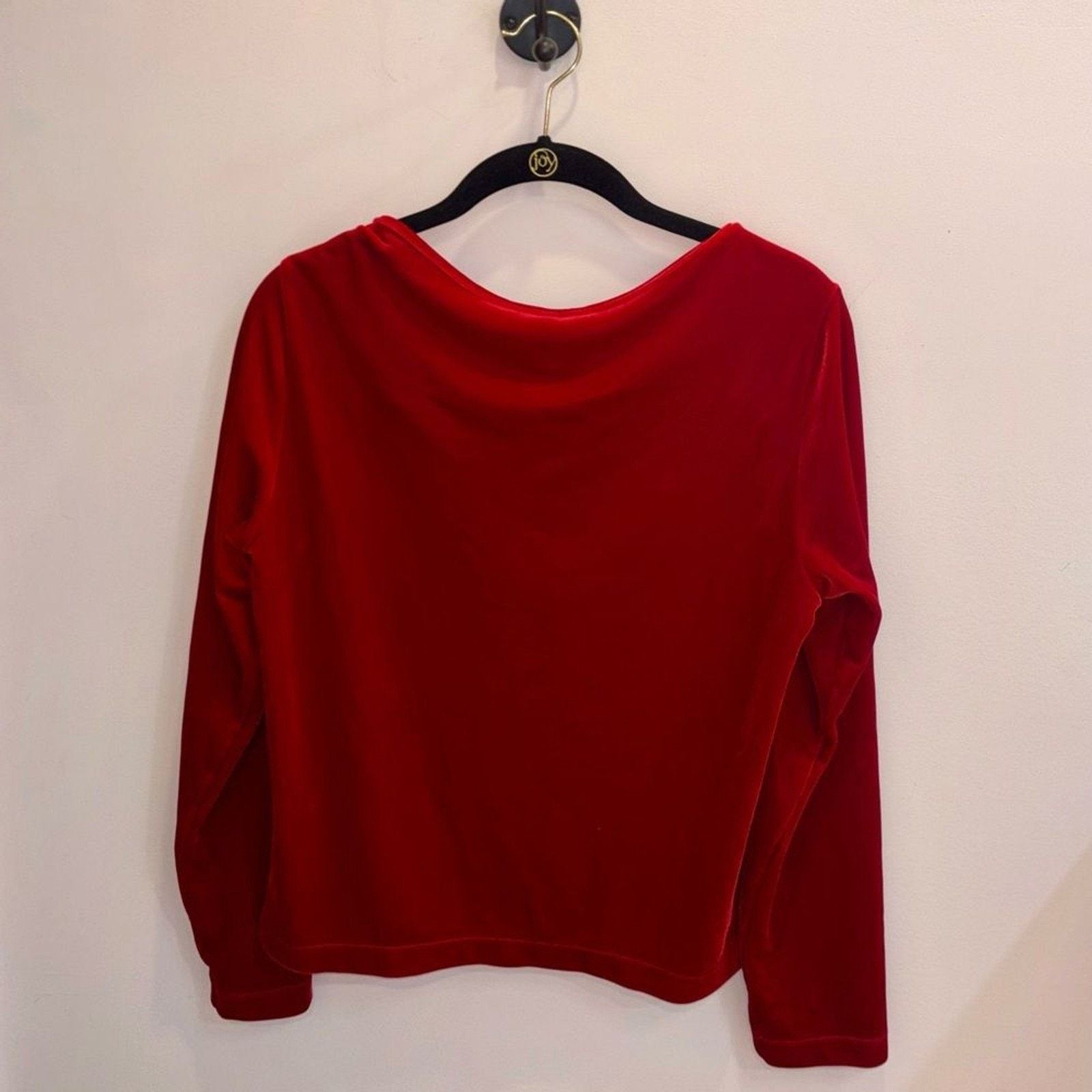Lands' End Lands End Rich Red Velvet Cowl Neck Top Size L / US 10 / IT 46 - 5 Thumbnail