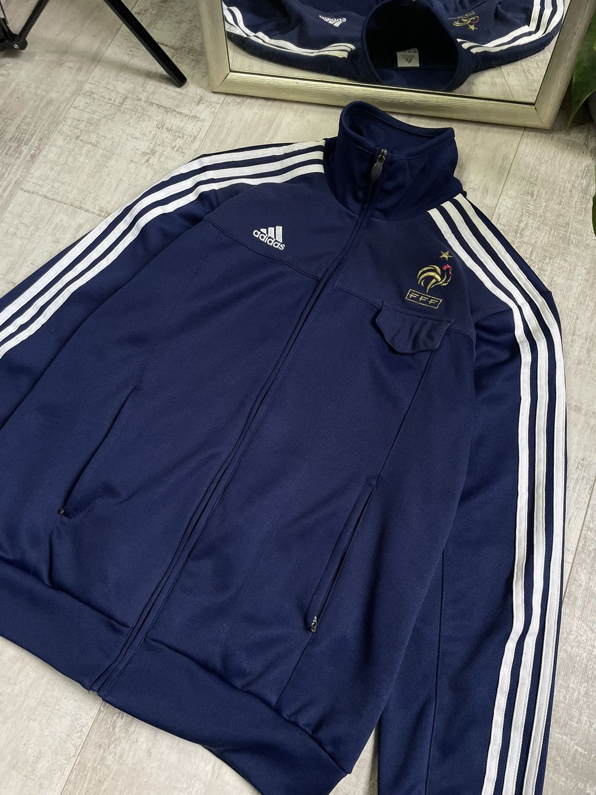 Adidas Vintage Adidas France 2007 Track Jacket Zip Jersey RARE Size US M / EU 48-50 / 2 - 2 Thumbnail
