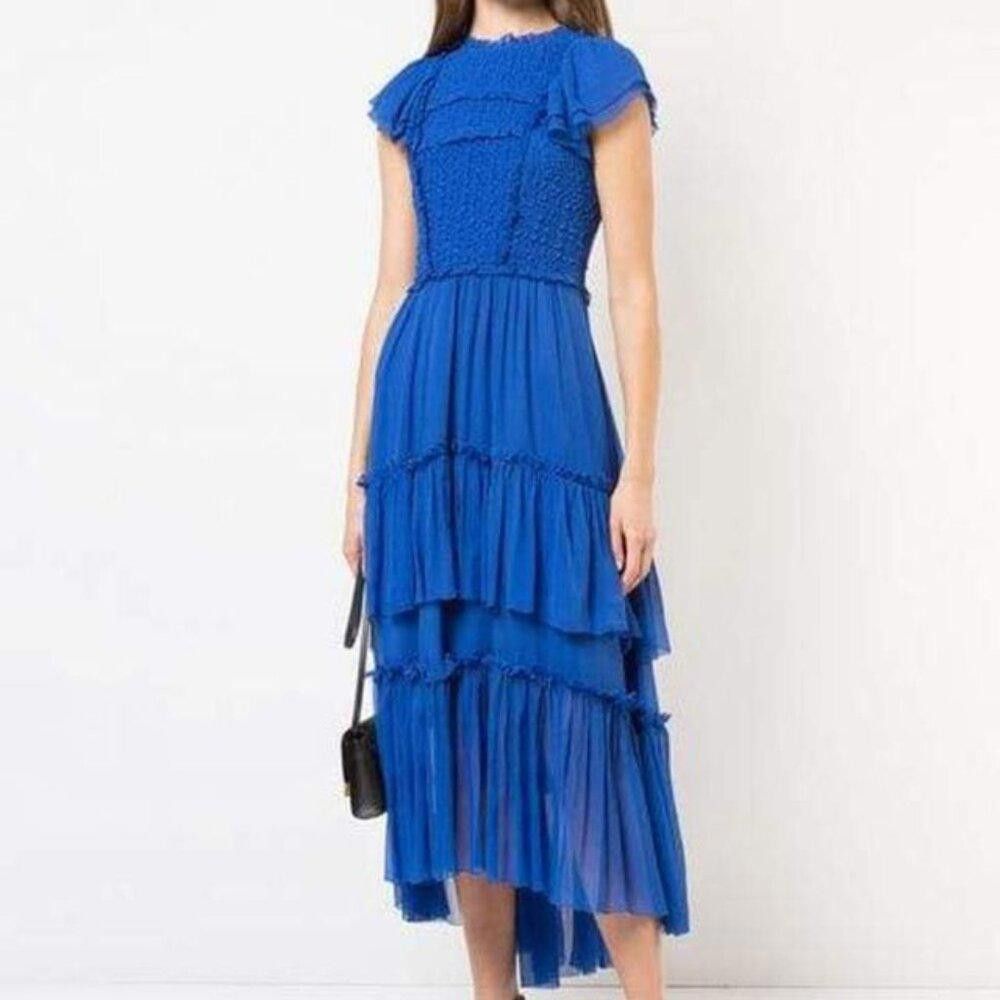 Designer Ulla Johnson Blue Chiffon Dress Size M / US 6-8 / IT 42-44 - 6 Thumbnail