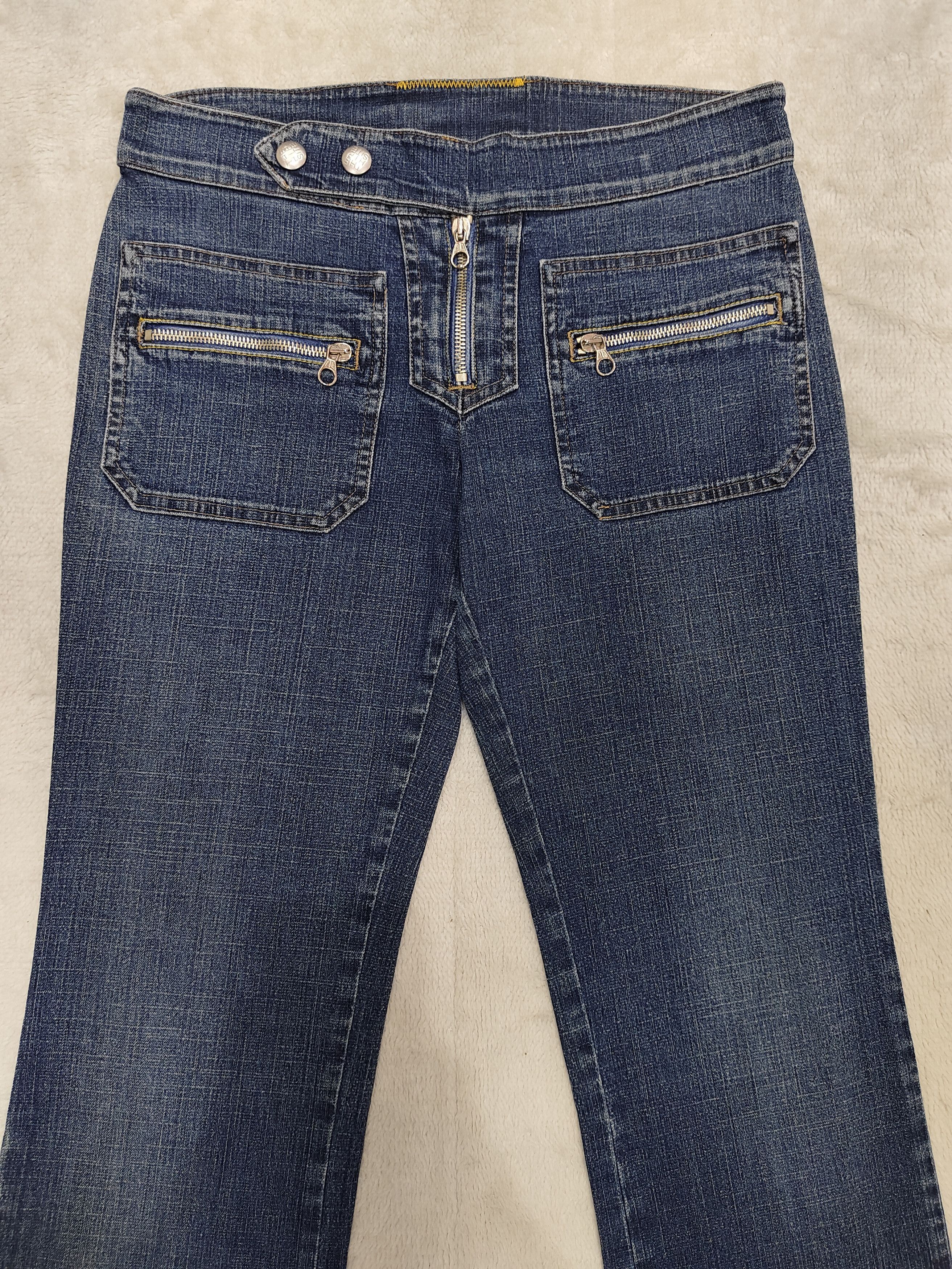 United Colors Of Benetton 00s Benetton💥 Y2K Zip Pocket Low Rise Straight Jeans Size 30" / US 8 / IT 44 - 2 Thumbnail