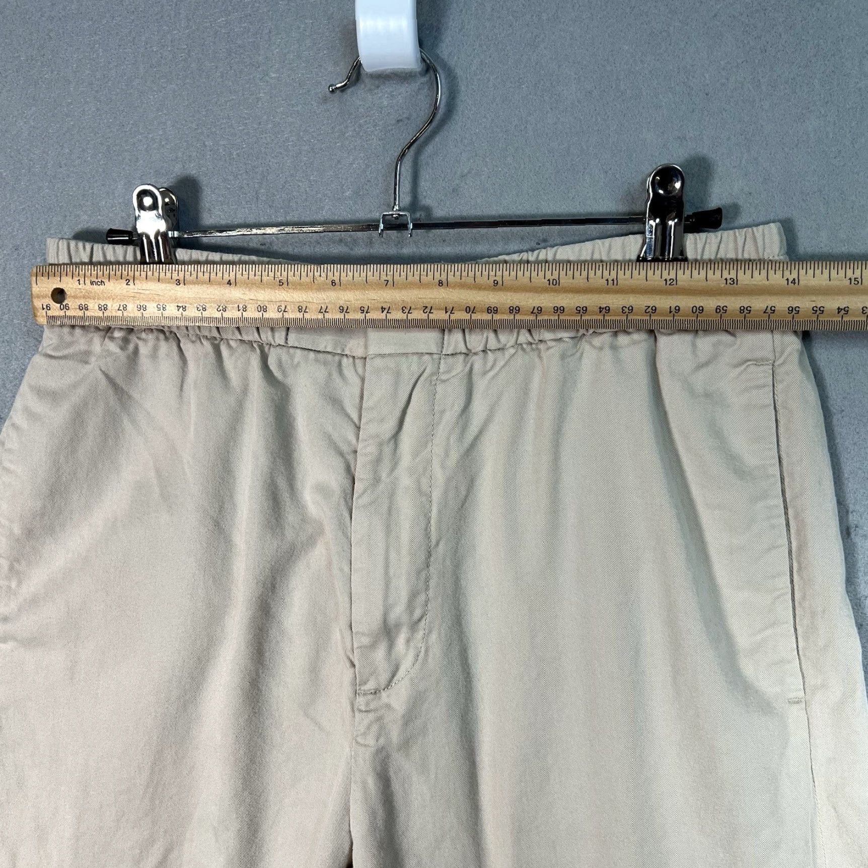 Cos COS Tapered Leg Pants Womens Regular 30R Beige Elastic Waist Cotton Ankle Size 30" / US 8 / IT 44 - 3 Thumbnail