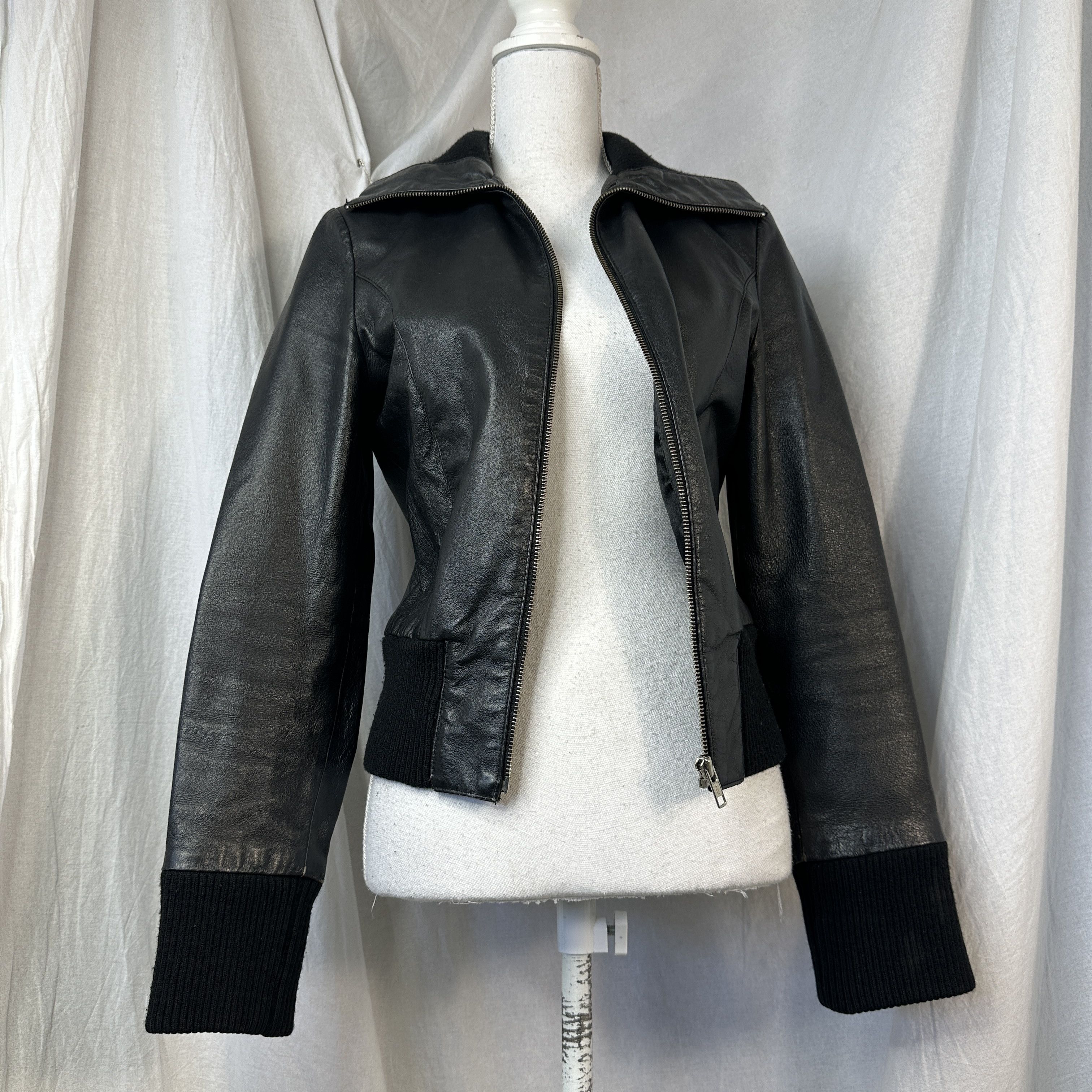 Vintage Vintage Moto Biker Grunge Y2K Big Collar Leather Jacket Size US S / EU 44-46 / 1 - 4 Thumbnail