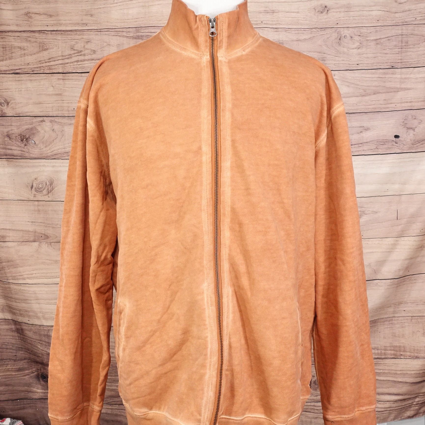 Vintage Vintage J.L. Powell Men's Full Zip Mock Neck Cotton Sweater 2XL Large Orange Winter Casual Size US XXL / EU 58 / 5 - 3 Thumbnail