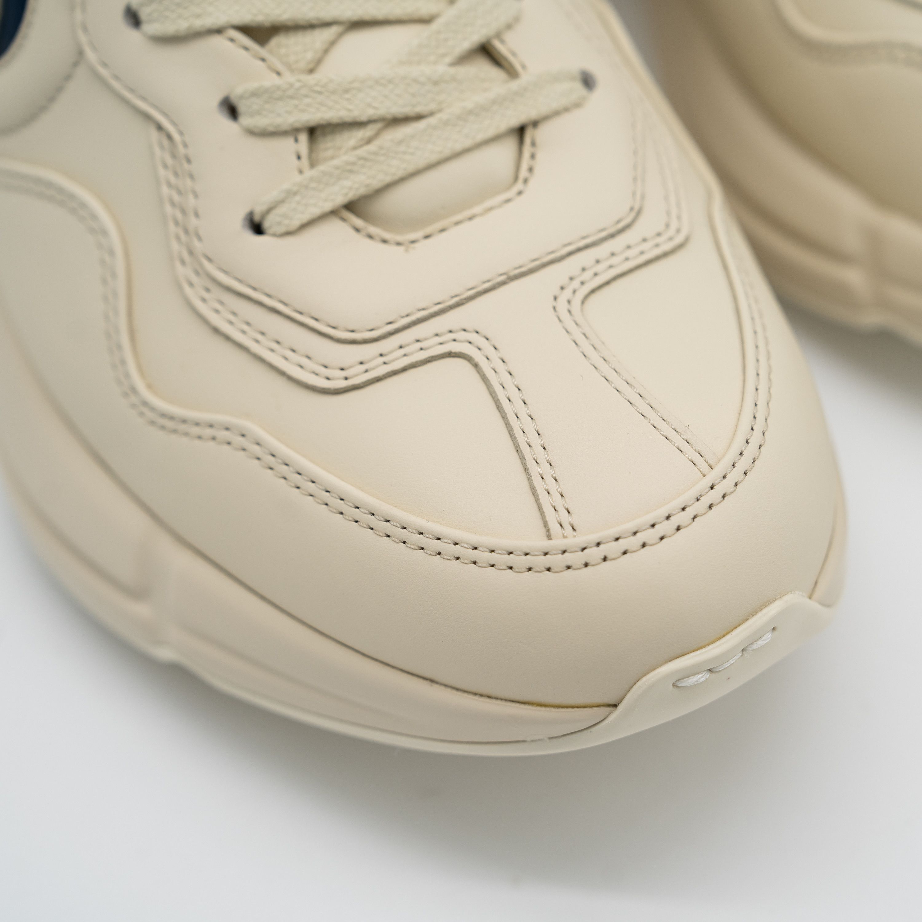 Gucci Gucci Rhyton Ivory Blue GG Cut Out Logo Leather Sneakers Size US 7.5 / EU 40-41 - 7 Thumbnail