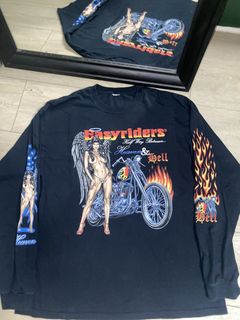 Vintage Vintage 90s Easyriders Out Skull Flames Long Sleeve T-Shirt
