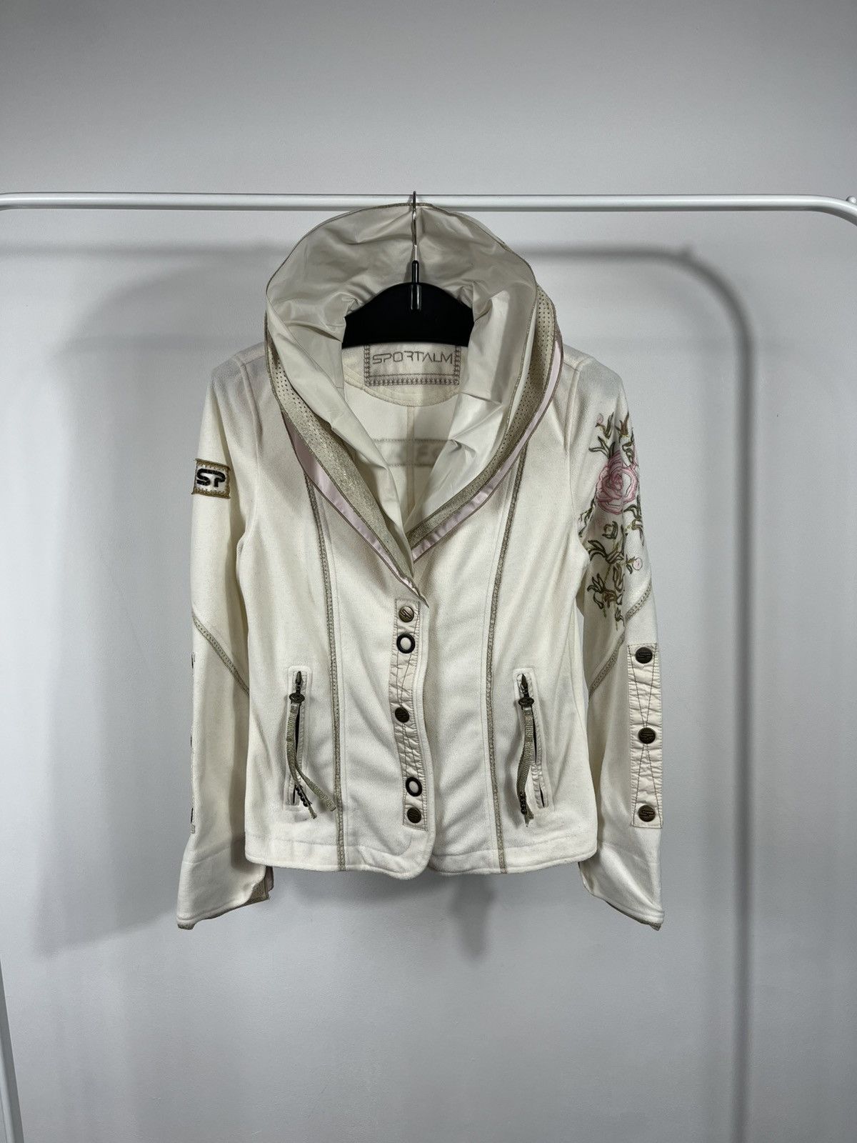 Sportalm Kitzbuhel Sportalm Cream Hooded Jacket With Embroidery Size 36 Size S / US 4 / IT 40 - 1 Thumbnail