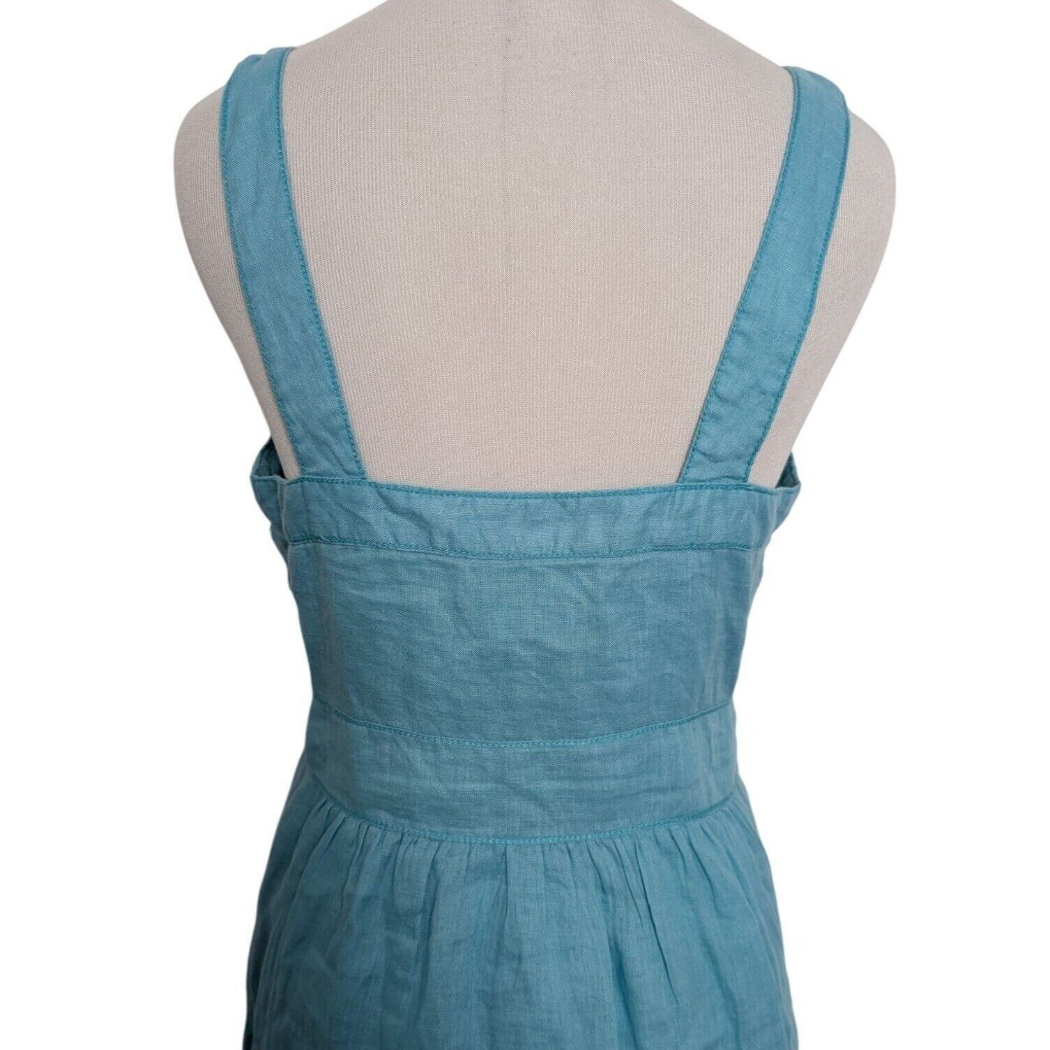 Designer Max Studio 100% Linen Dress Womens Size Medium Blue V Neck Size M / US 6-8 / IT 42-44 - 9 Thumbnail