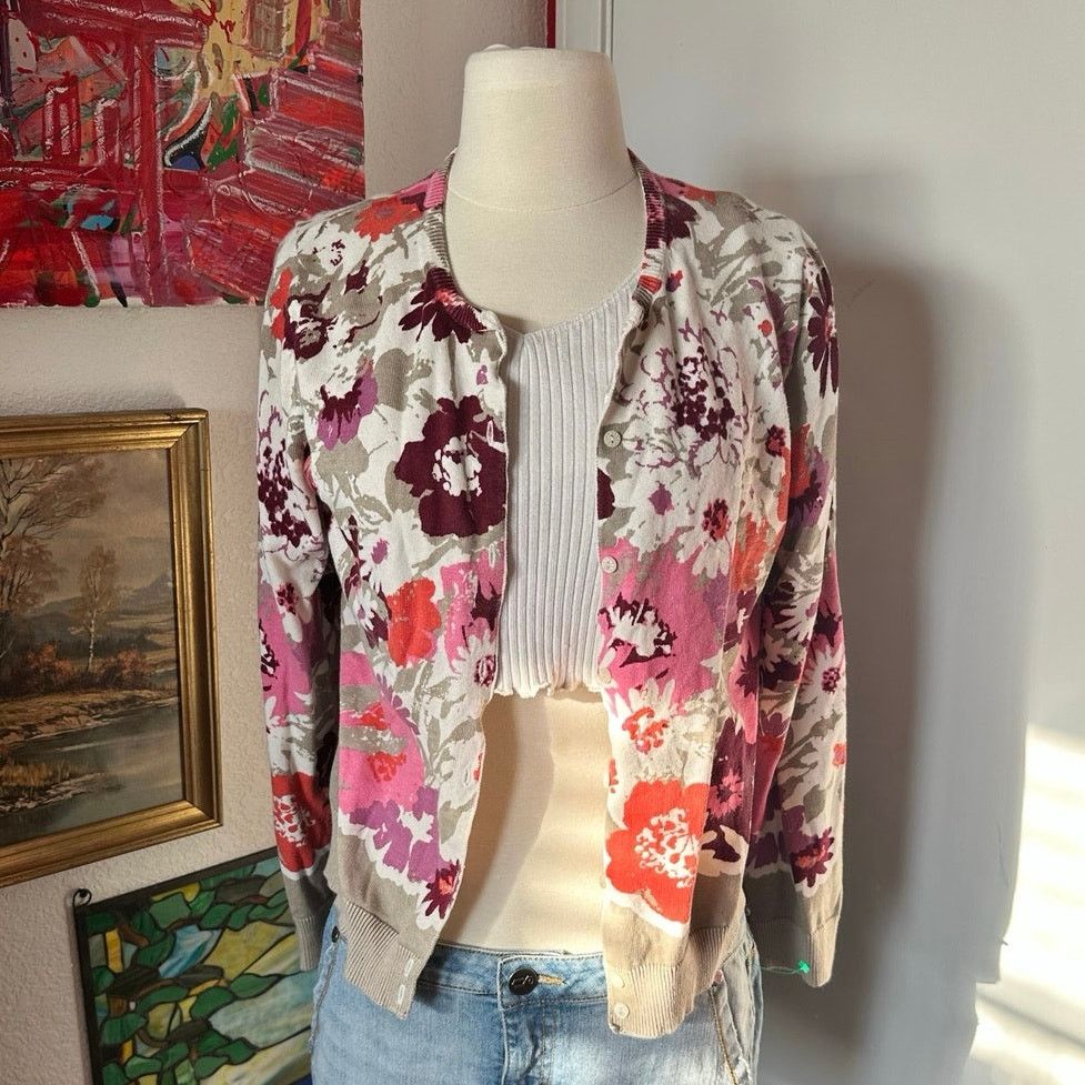 Cherokee cherokee floral multicolored button up cardigan Size M / US 6-8 / IT 42-44 - 1 Thumbnail