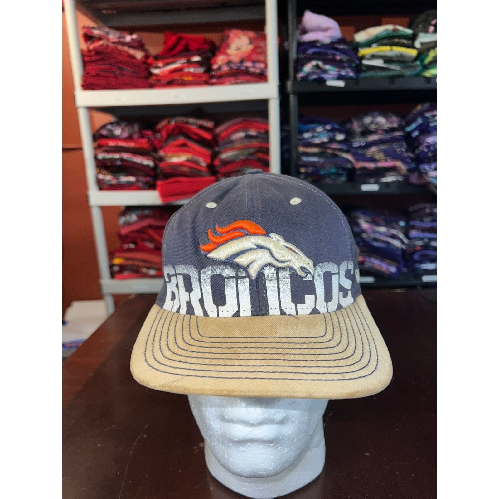 NFL Denver Broncos Hat NFL Reebok Blue Cap Headwear Worn Stained Size ONE SIZE - 1 Thumbnail