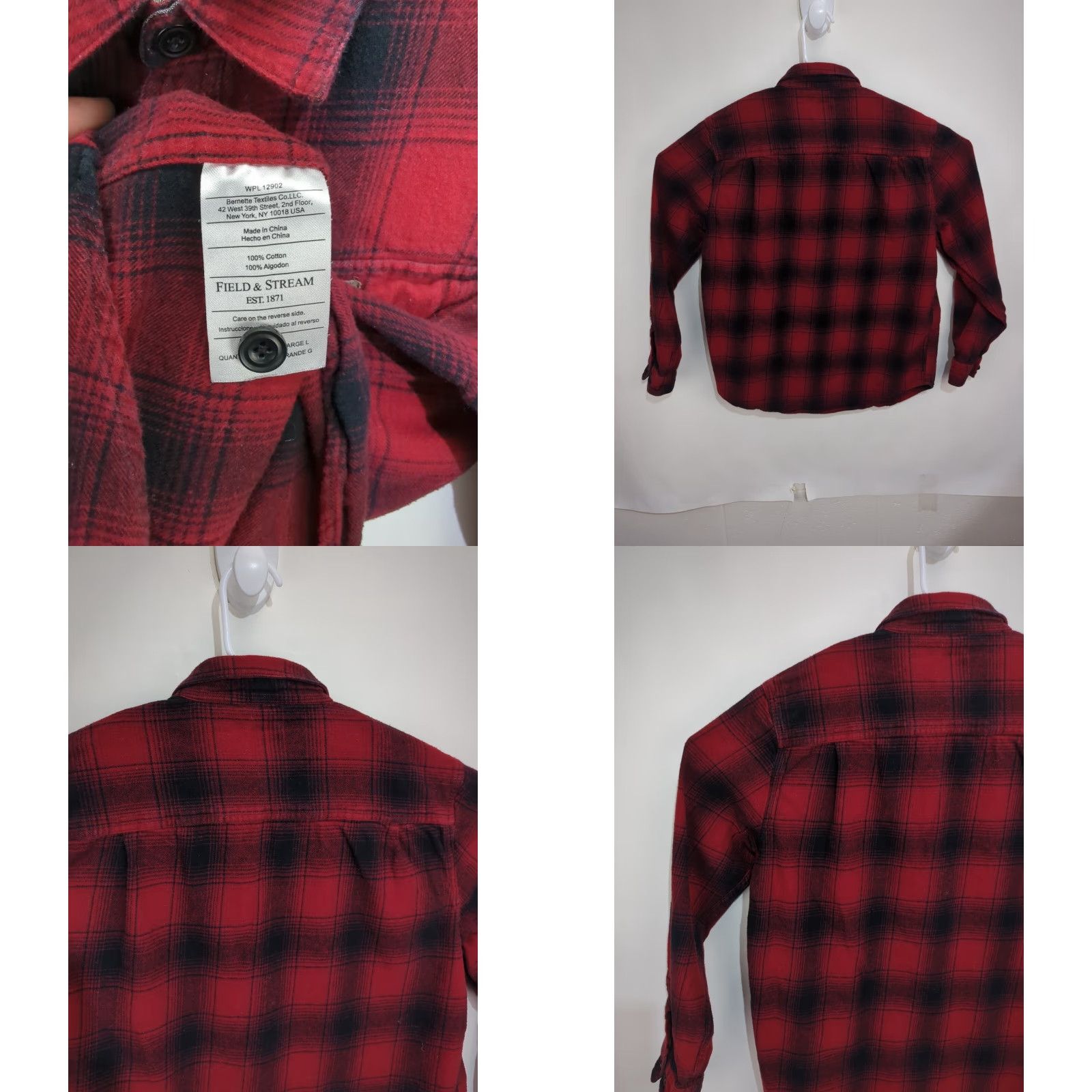 Vintage Field & Stream Flannel Shirt Mens Large Red Buffalo Plaid Long Sleeve Size US L / EU 52-54 / 3 - 9 Thumbnail