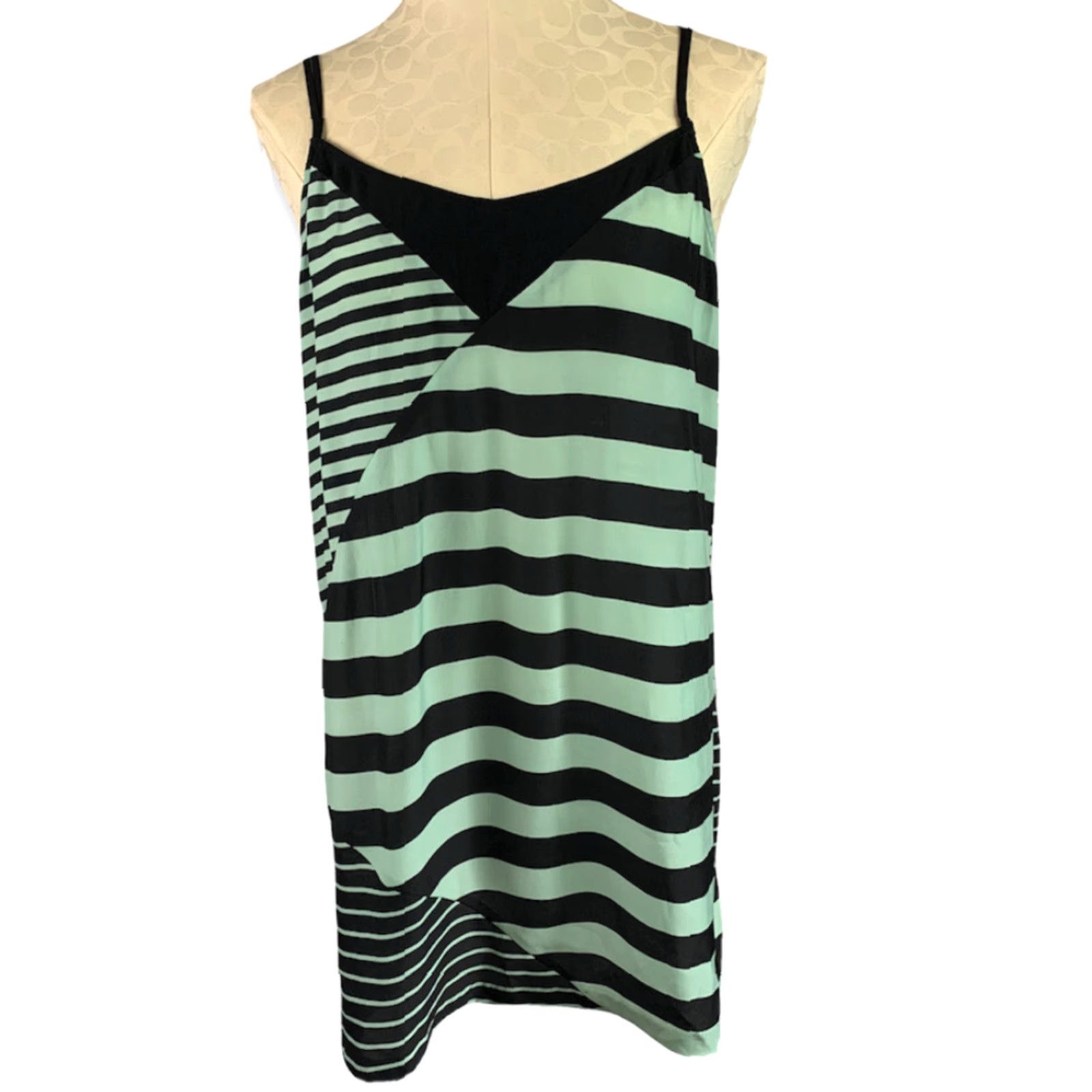 Urban Outfitters VINTAGE Large Silence + Noise Urban Outfitters Slip Dress Women's Stripe Moss Sheer Size L / US 10 / IT 46 - 2 Thumbnail