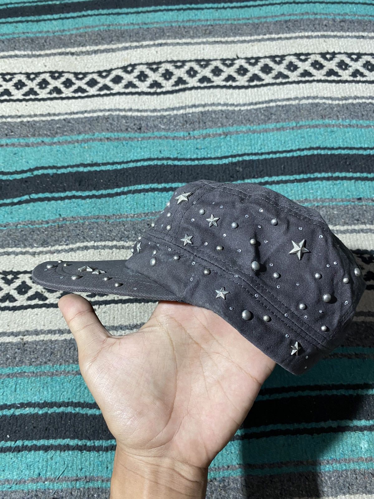 If Six Was Nine × Japanese Brand × Le Grande Bleu (L.G.B.) Y2K Duani Brown Studded Patrol Cap Size ONE SIZE - 2 Thumbnail