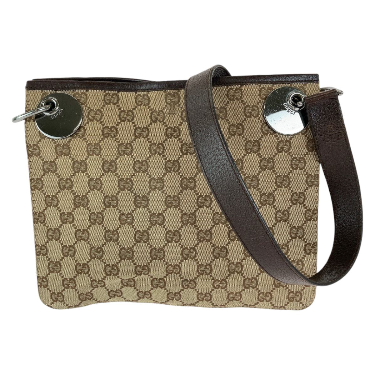 Gucci Gucci Gucci GG Canvas Eclipse Brown Silver Hardware Shoulder Bag Canvas Crossbody Bag 120841 in Very Good Condition Size ONE SIZE - 1 Thumbnail