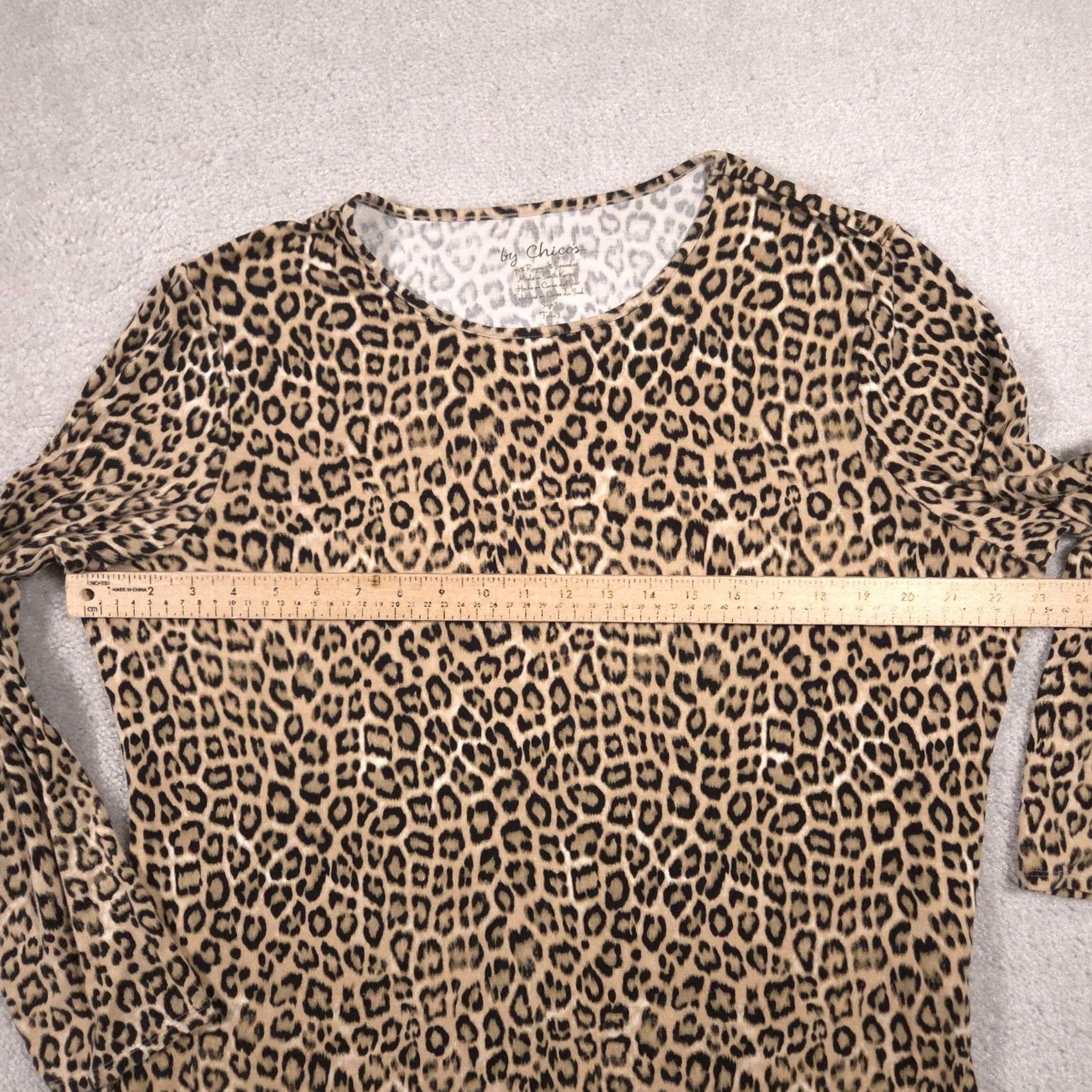 Vintage Chico's Shirt Womens 3 Brown Leopard Print Crew Neck Long Sleeve Stretch Top Shirt Womens Regular Adult Brown Leopard Print Long Sleeve Top Size XS / US 0-2 / IT 36-38 - 7 Thumbnail