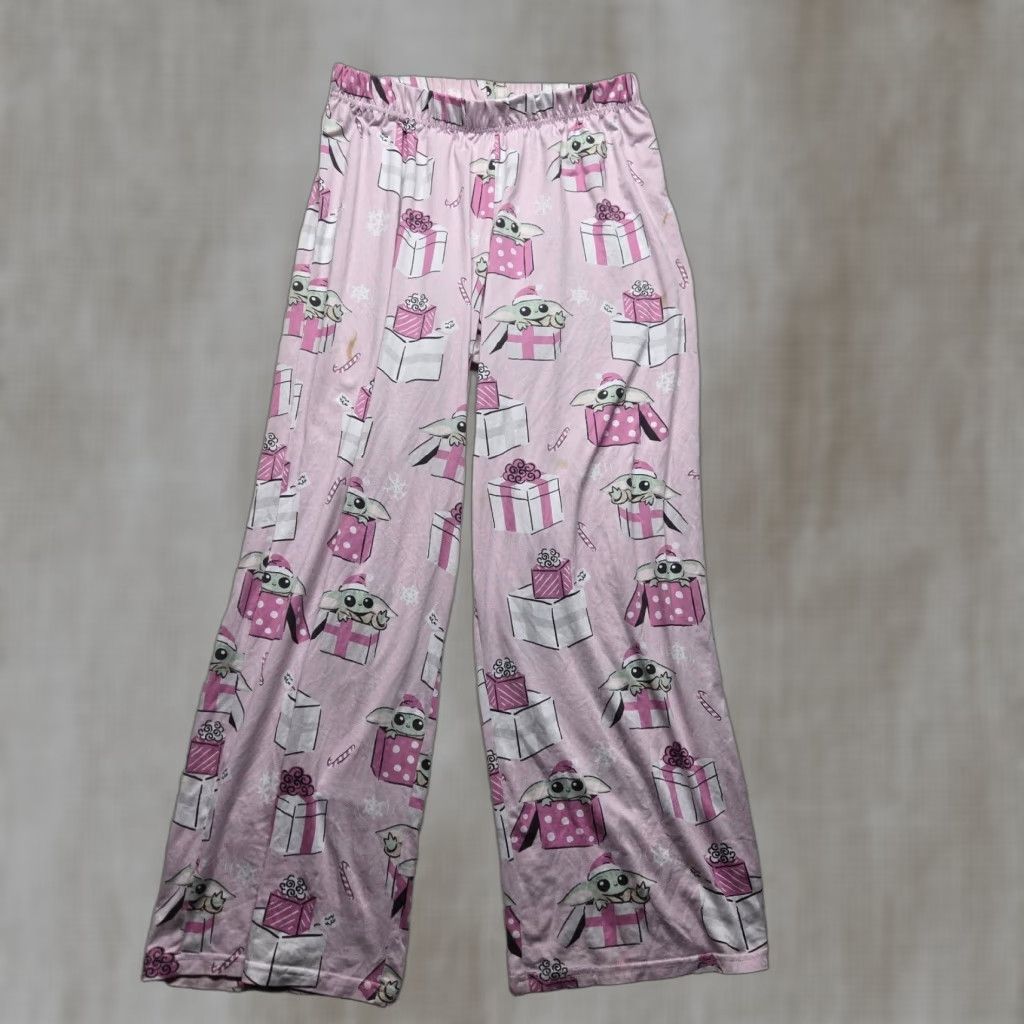 Star Wars Star Wars Pajama Pants Women L Pink Yoda The Mandalorian Sleep Jogger Pants Graphic Print Size 36" / US 14 / IT 50 - 1 Thumbnail