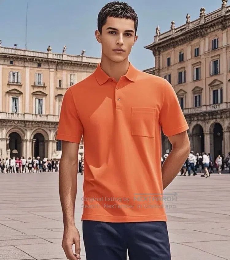 Hermes Hermes Orange Cotton Collared Short-Sleeve Polo Shirt Size US M / EU 48-50 / 2 - 9 Thumbnail