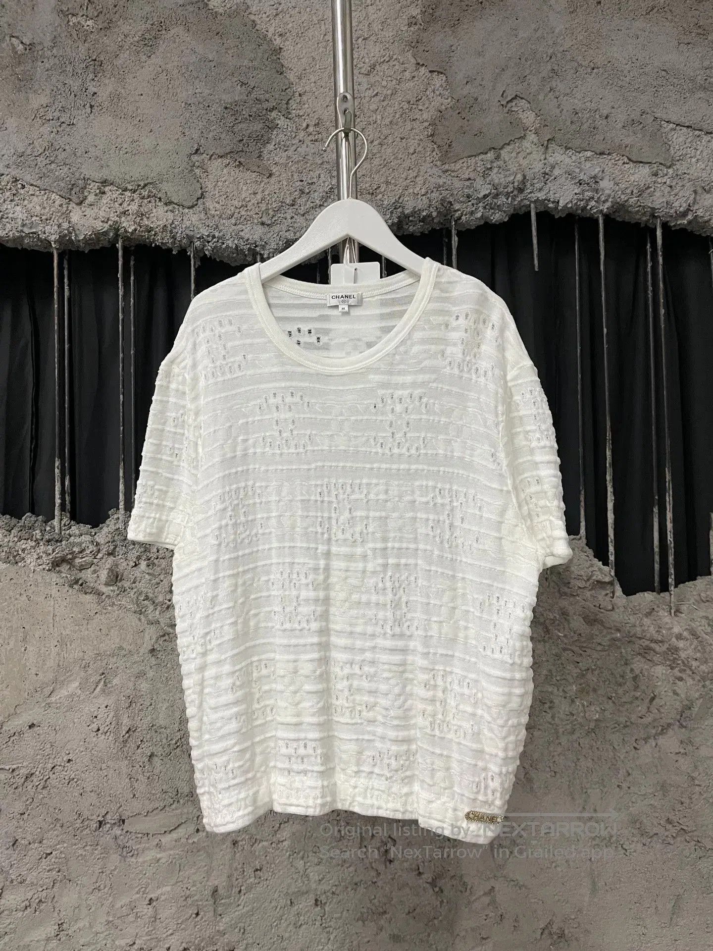 Chanel White Cutout Logo Short Sleeve.