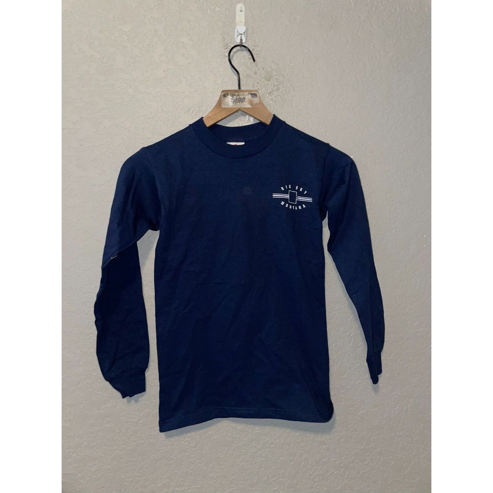 Vintage 90s Youth Big Sky Montana Blue Long Sleeve Ski Shirt Size S / US 4 / IT 40 - 2 Thumbnail