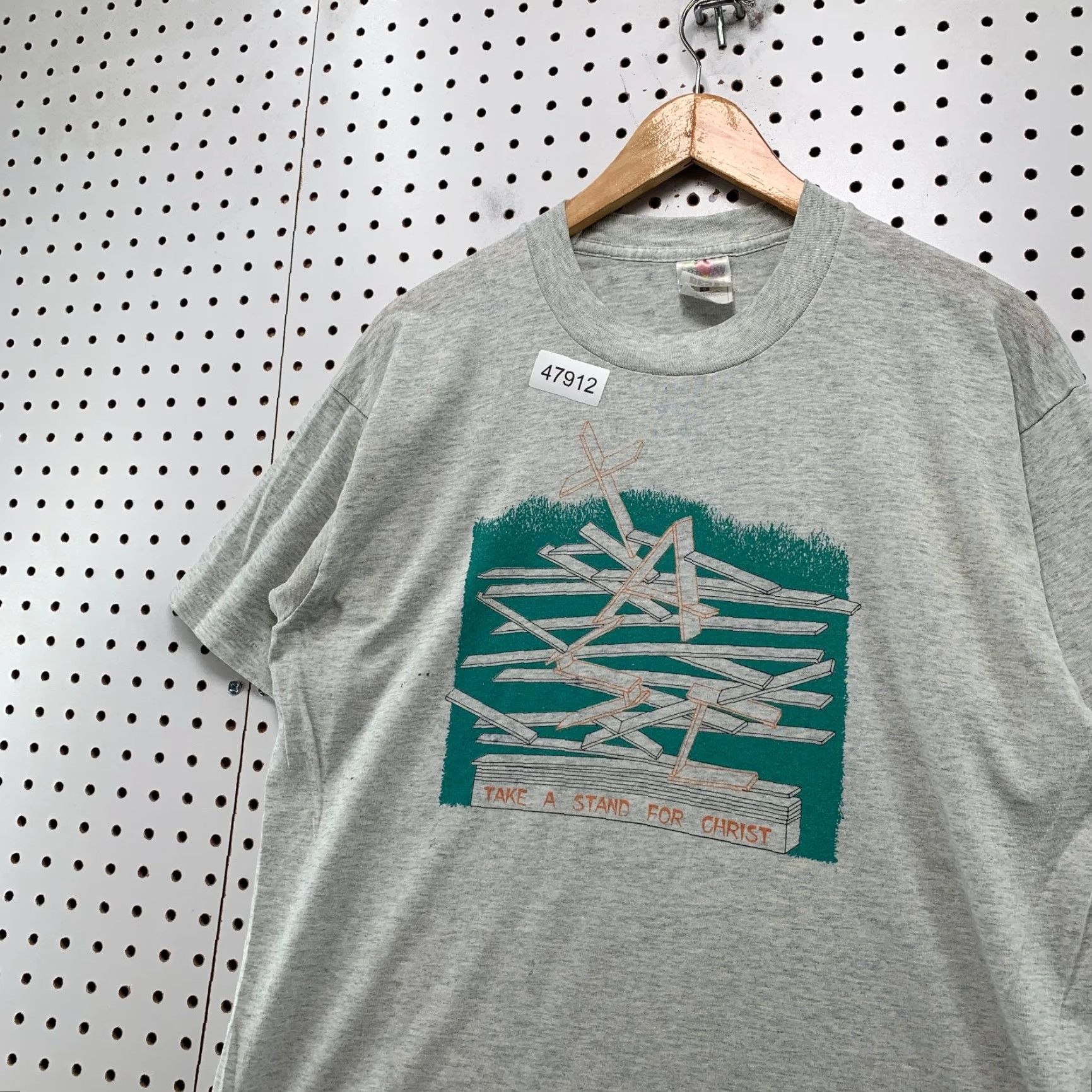 Fruit Of The Loom VINTAGE Jesus Religious T Shirt Mens L Take Stand For Christ Staten Island Shirt Mens L Beige 90s Summer 1990s Cotton Graphic Print"} Size US L / EU 52-54 / 3 - 6 Thumbnail