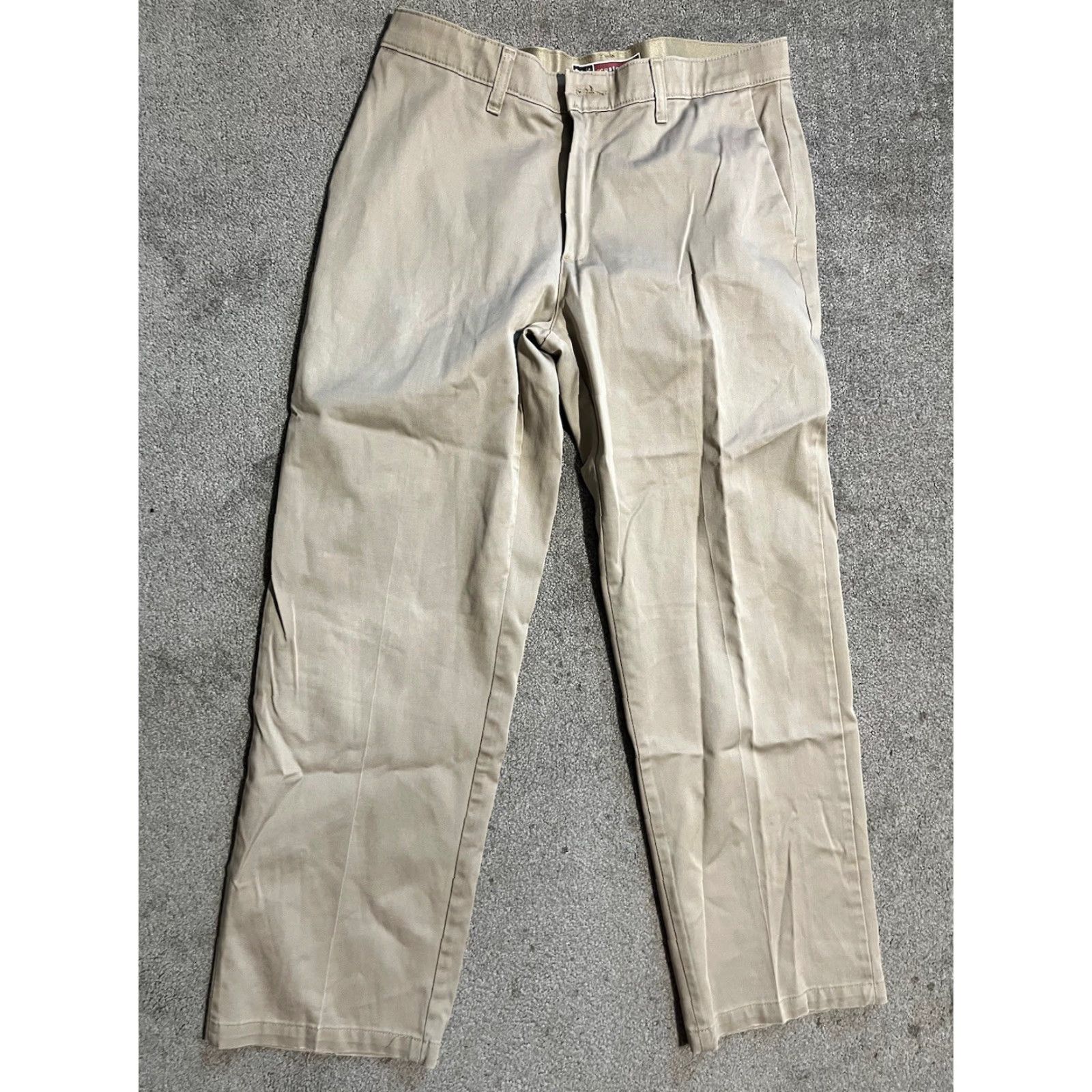 Lee Lee Pants Mens 32X29 Custom Fit Flat Front Beige Chino Casual Slim Relaxed Waistband Button Zipper Pockets Cotton Spandex Size US 32 / EU 48 - 3 Thumbnail