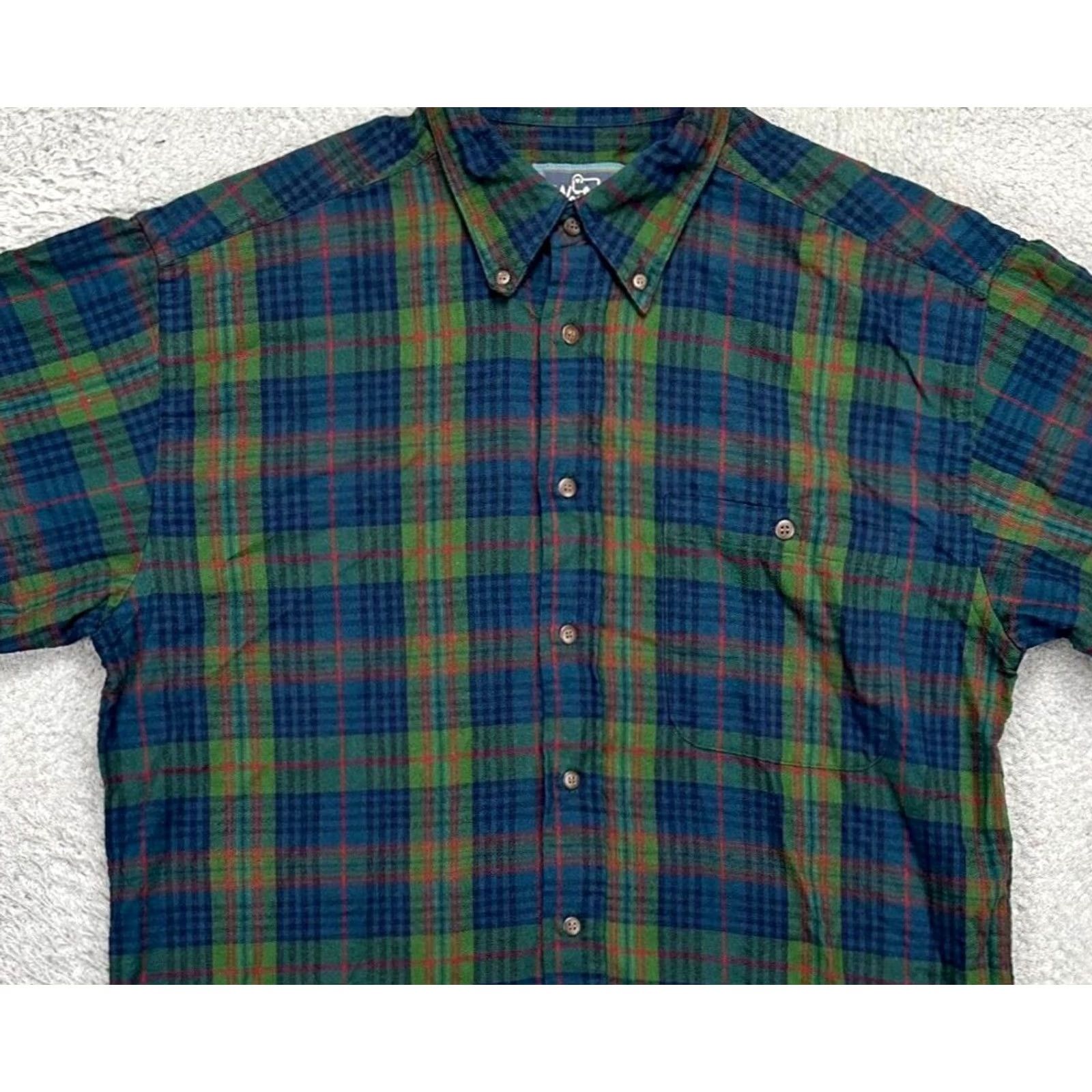 Vintage Woolrich Shirt Adult Medium Green Blue Plaid Flannel 100% Cotton Button Down Men Size US M / EU 48-50 / 2 - 2 Thumbnail