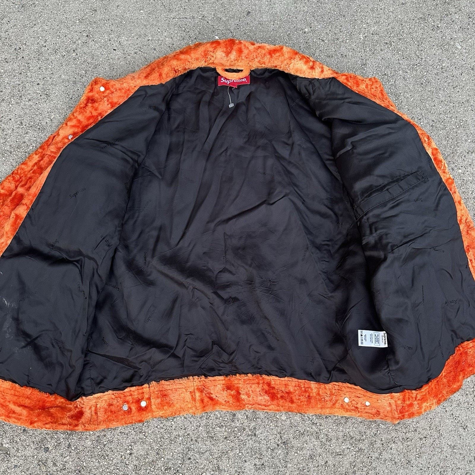 Hypebeast × Supreme Supreme NYC Fuzzy Pile Orange Trucker Jacket Sz M SS19 Size US M / EU 48-50 / 2 - 3 Thumbnail