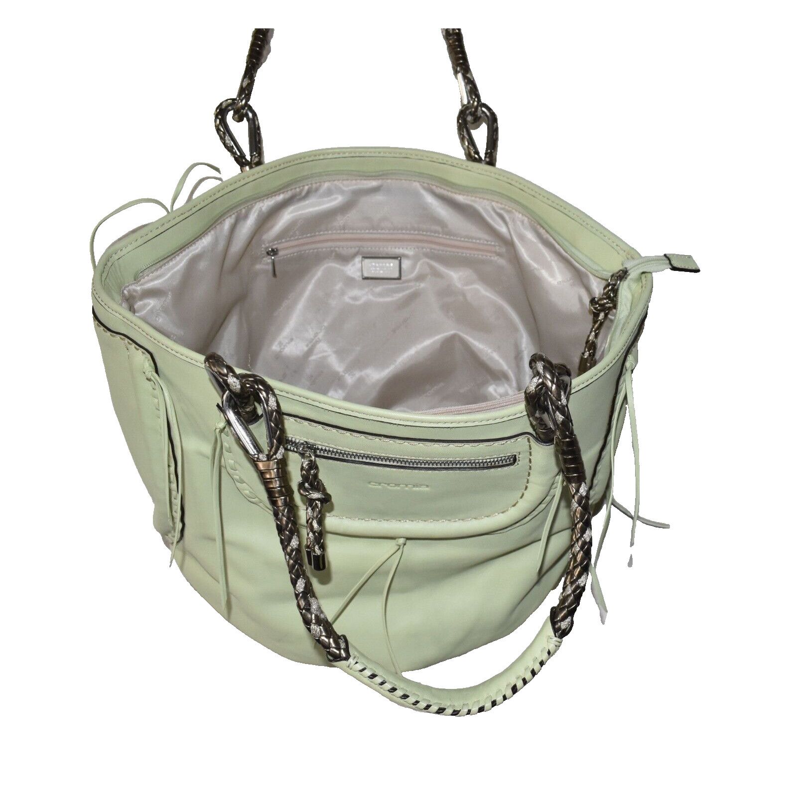 Other NWOT CROMIA Green Braided Bronze Handles Large Hobo Tote Bag Size ONE SIZE - 5 Thumbnail