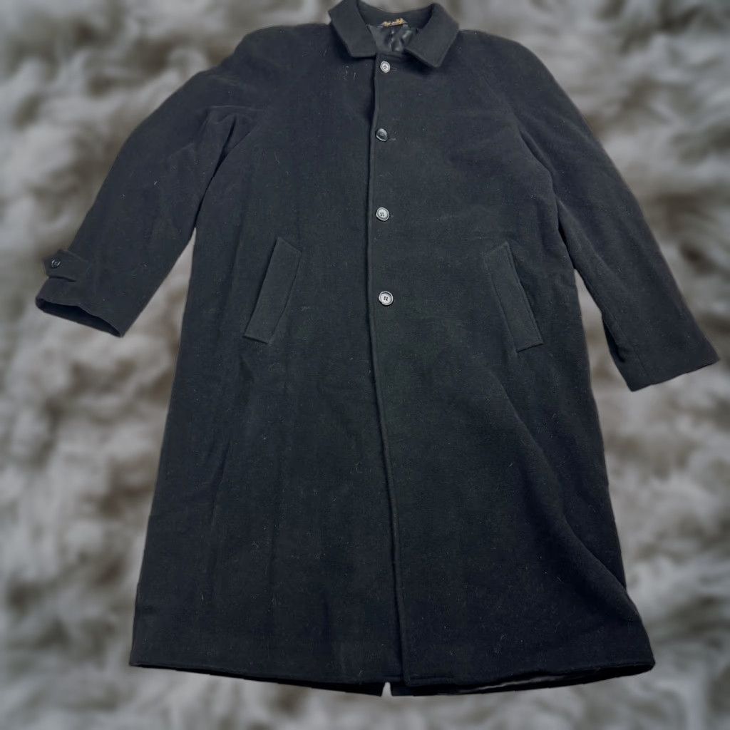 Vintage Battaglia Men’s Wool/Cashmere Trench Over Coat Black 44L US 54 EU Men Coat Long Overcoat Button Wool/Cashmere Black Mens 44L Size US S / EU 44-46 / 1 - 1 Thumbnail