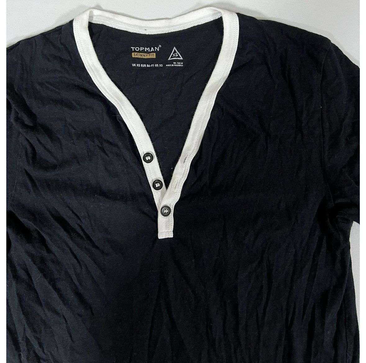 Topman Topman Black White Short Sleeve Henley Shirt Top Tee Size XS Size US XS / EU 42 / 0 - 3 Thumbnail