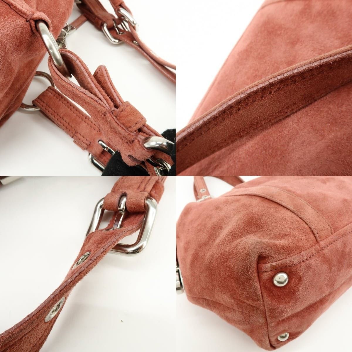 Prada Prada Boston Suede Shoulder Bag Pink Size ONE SIZE - 4 Thumbnail