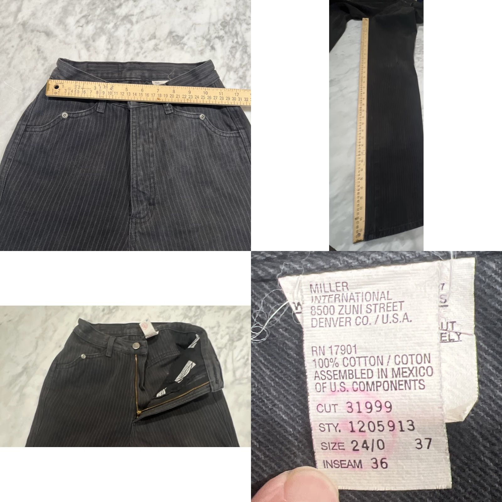 Vintage VINTAGE Rockies Western Jeans Women’s 24x36 Black Striped Bareback 1990s Womens Size 42" / US 20 - 9 Thumbnail