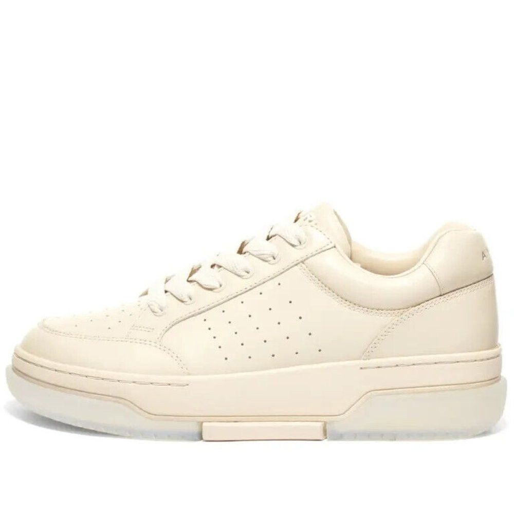 image of Amiri Stadium Low-Top Leather Sneaker 44 Us 11 Mens Alabast in Cream