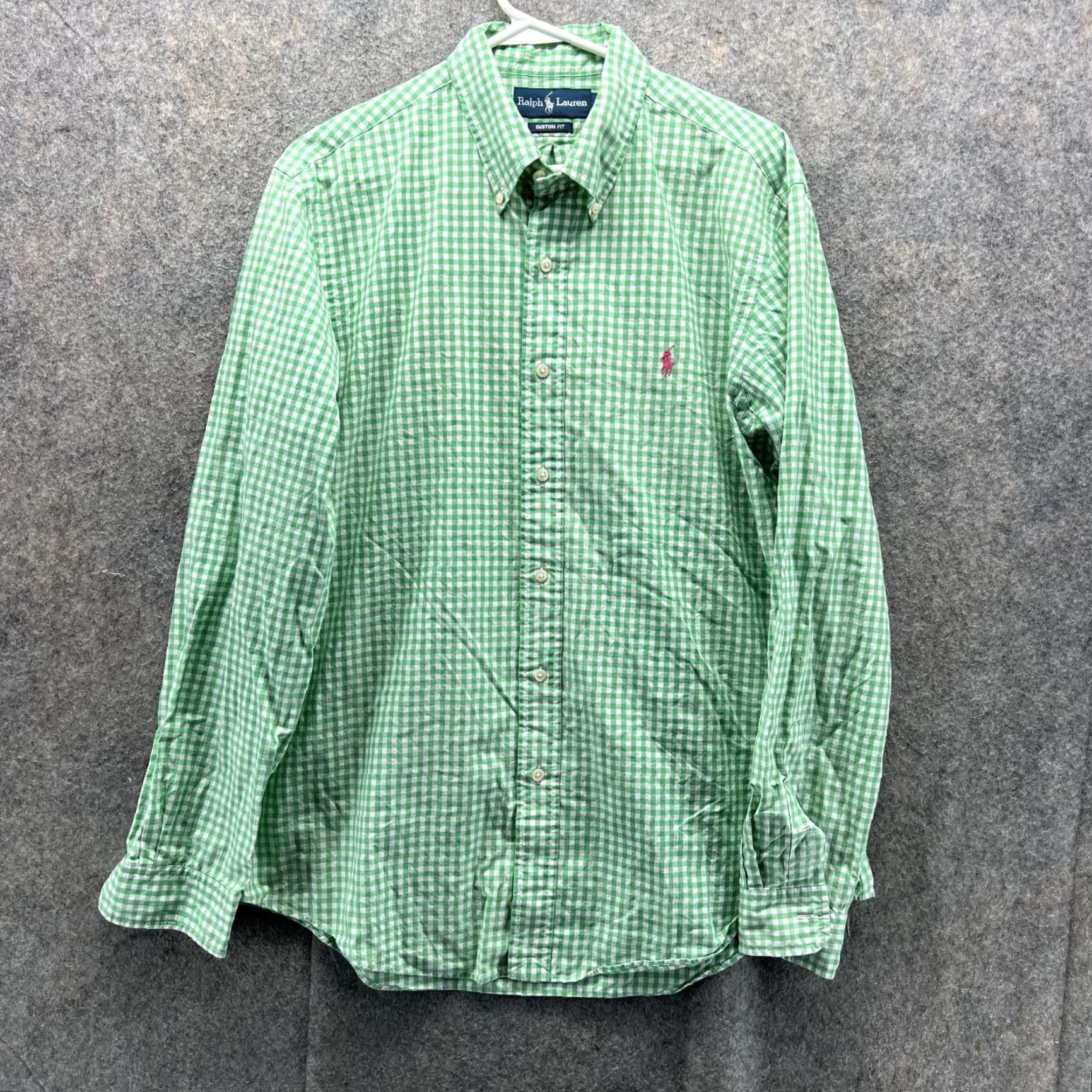 Ralph Lauren VINTAGE Ralph Lauren Shirt Men Large Adult Green White Gingham Casual Button Down Pony Shirt Size US L / EU 52-54 / 3 - 2 Thumbnail