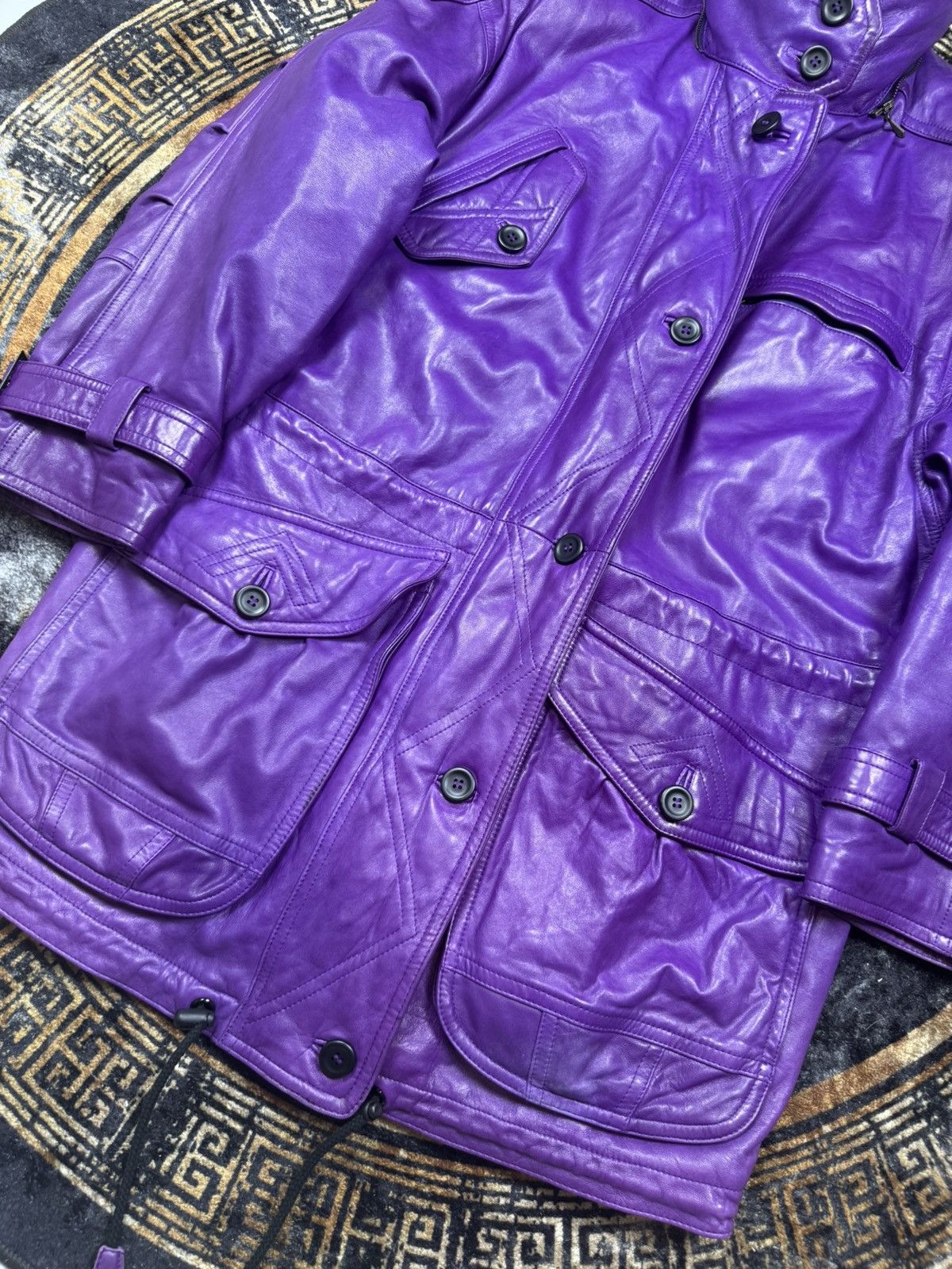 Escada Leather Jacket -Coat Escada Very rare model Vintage Size L / US 10 / IT 46 - 4 Thumbnail
