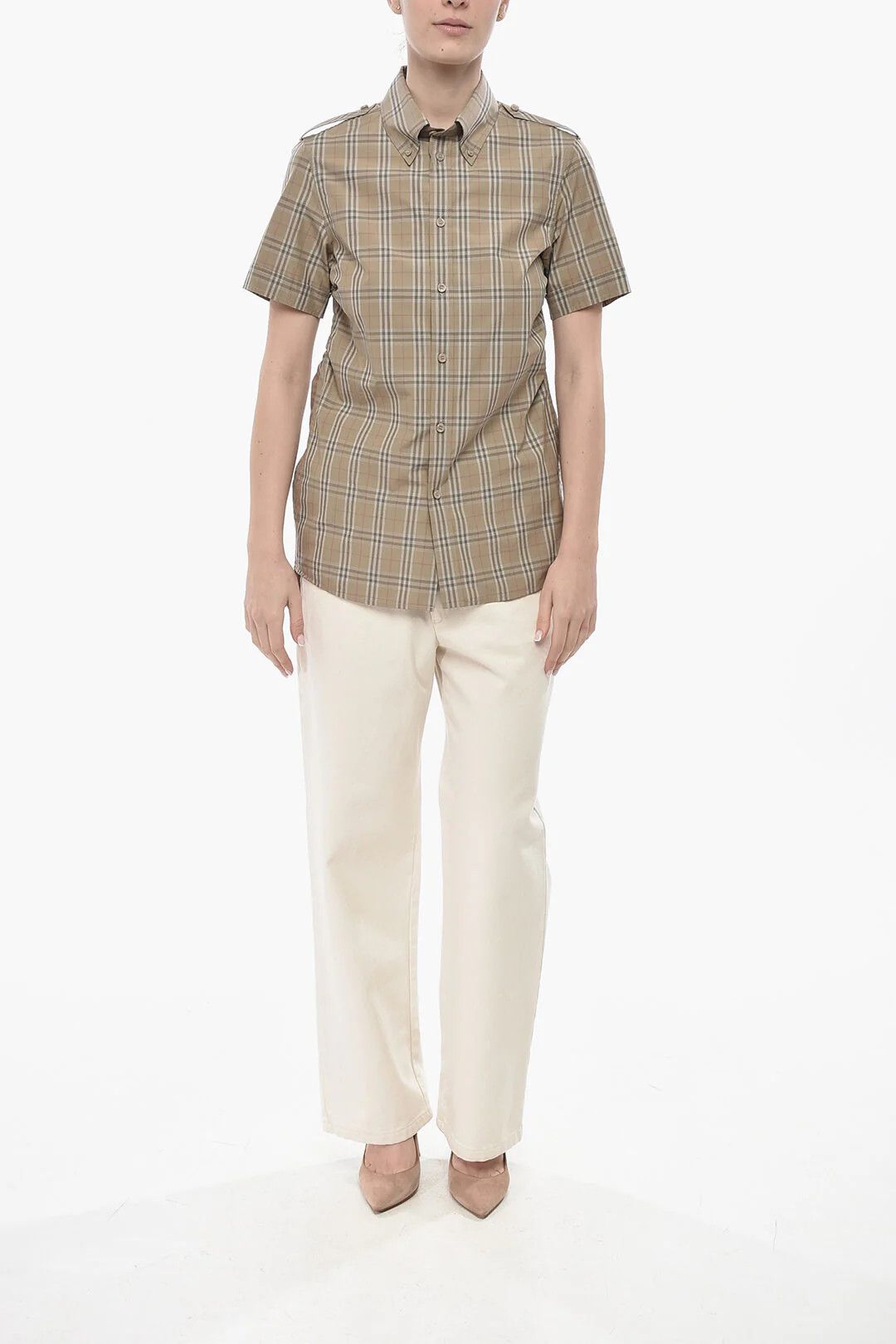 Burberry og1mm0426 Tartan Cotton Shirt in Beige Size S / US 4 / IT 40 - 4 Thumbnail