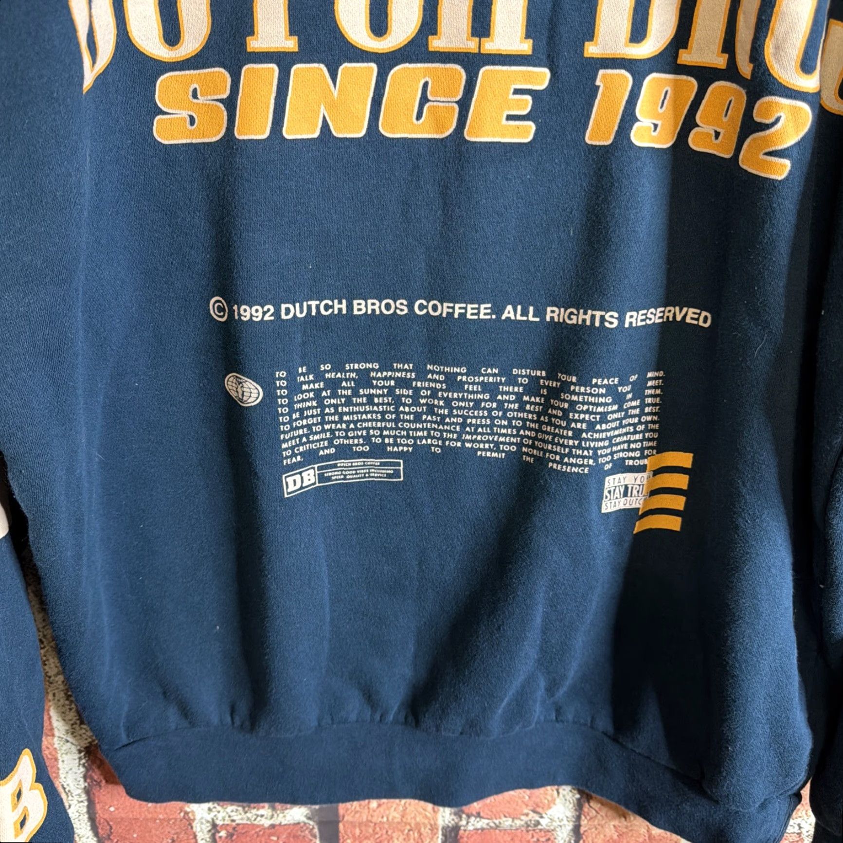 Vintage Dutch Bros Crewneck Sweatshirt Unisex Adults M Blue Graphic Print Logo Regular Cotton Long Sleeve Pullover Vintage: No, Rare? (but must not add N/A). Size US M / EU 48-50 / 2 - 3 Thumbnail
