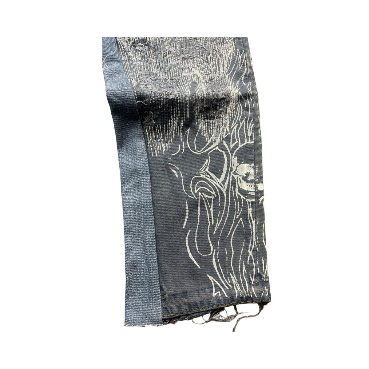 Japanese Brand Baggy Sashiko Skull Denim Midnight Wash 32x30 Size US 36 / EU 52 - 5 Thumbnail