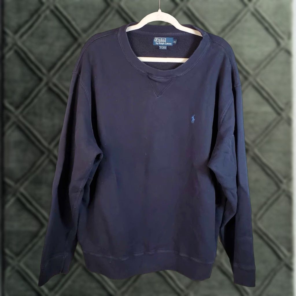 Polo Ralph Lauren VINTAGE Polo Ralph Lauren Sweatshirt Men’s 2XL Blue 90s Y2K Pony Logo Crewneck Faded Cotton Blend Size US XXL / EU 58 / 5 - 1 Thumbnail
