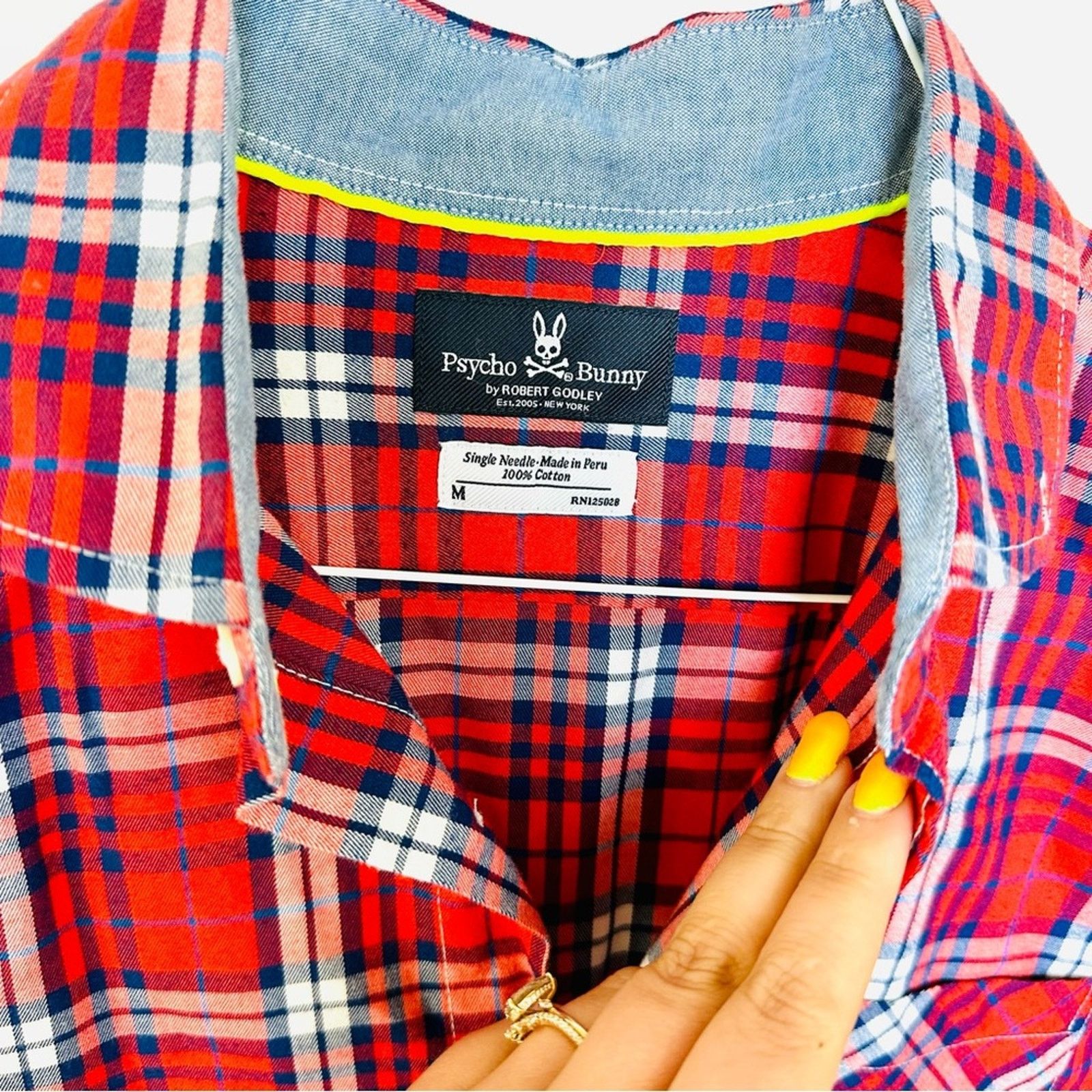 Psycho Bunny NEW PSYCHO BUNNY Blue Red White Plaid Flannel Button Shirt Size US M / EU 48-50 / 2 - 8 Thumbnail
