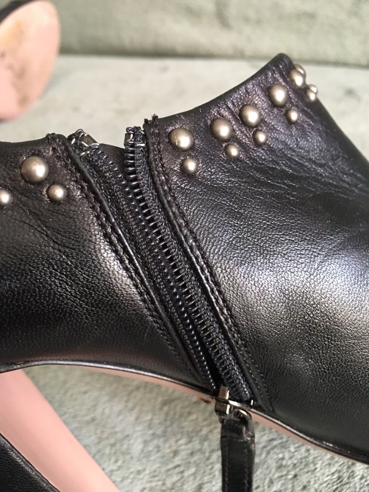 Prada PRADA Black Leather Ankle Stud Boots EU 38 Size US 8 / IT 38 - 9 Thumbnail