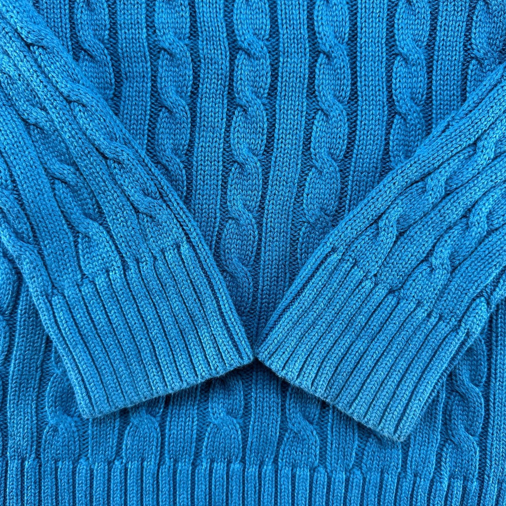 Vintage LL Bean Sweater Woman Small Blue Pullover Cable Knit Cotton Crew Neck Chunky Size S / US 4 / IT 40 - 3 Thumbnail